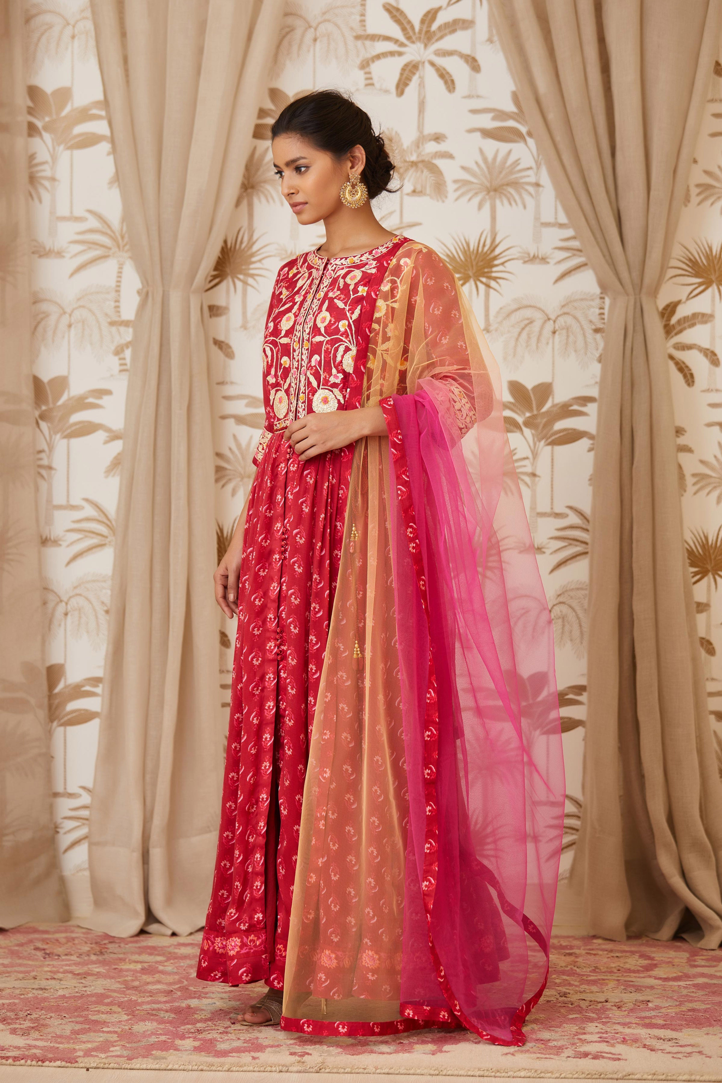 Maroon Anarkali Set