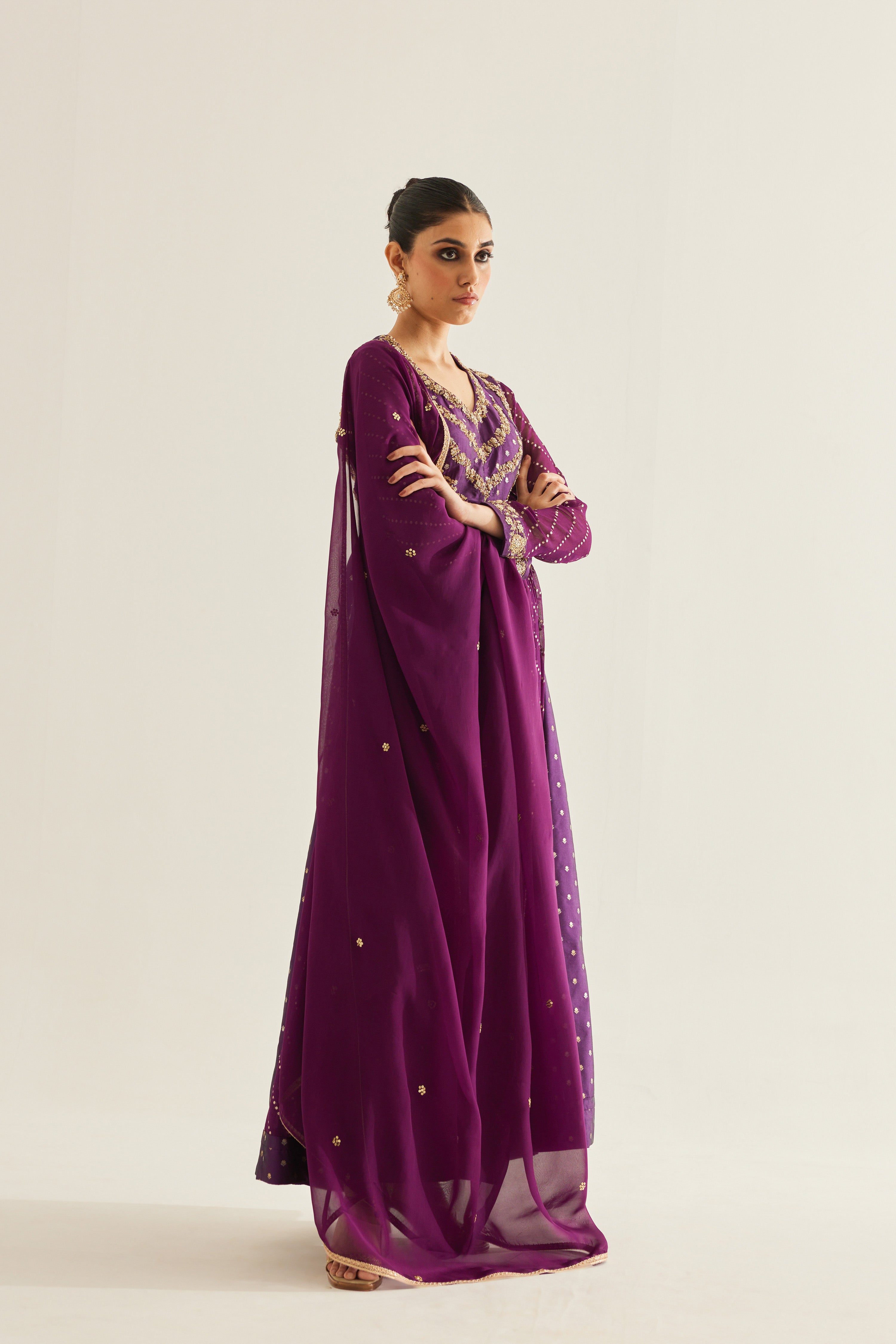 Purple Wine Anarkali Set