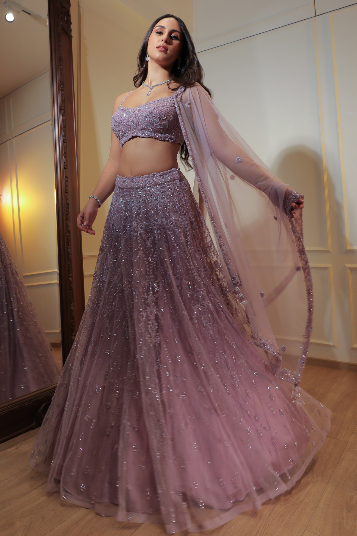 Mauve Crystal Lehenga