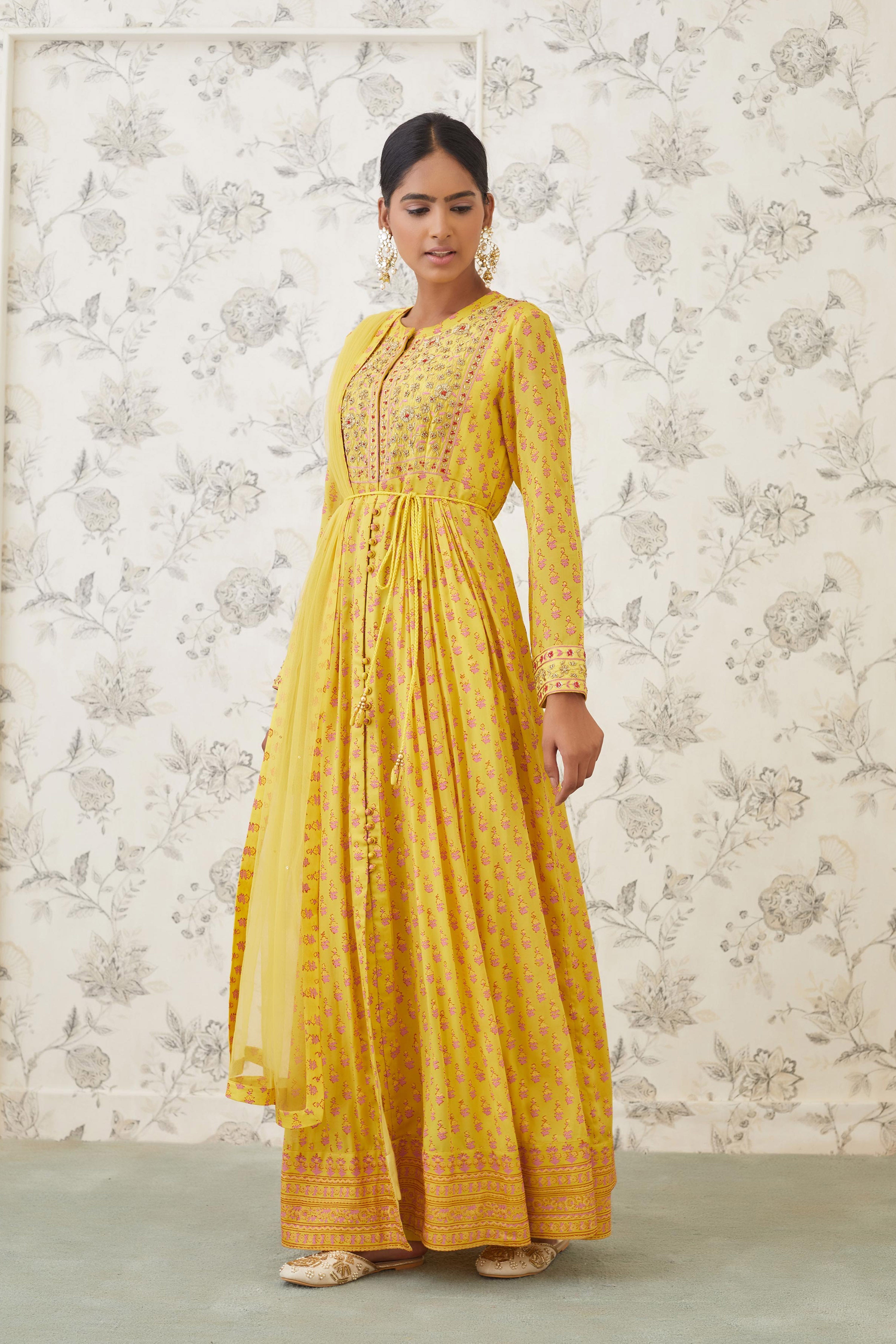 Yellow Anarkali Set