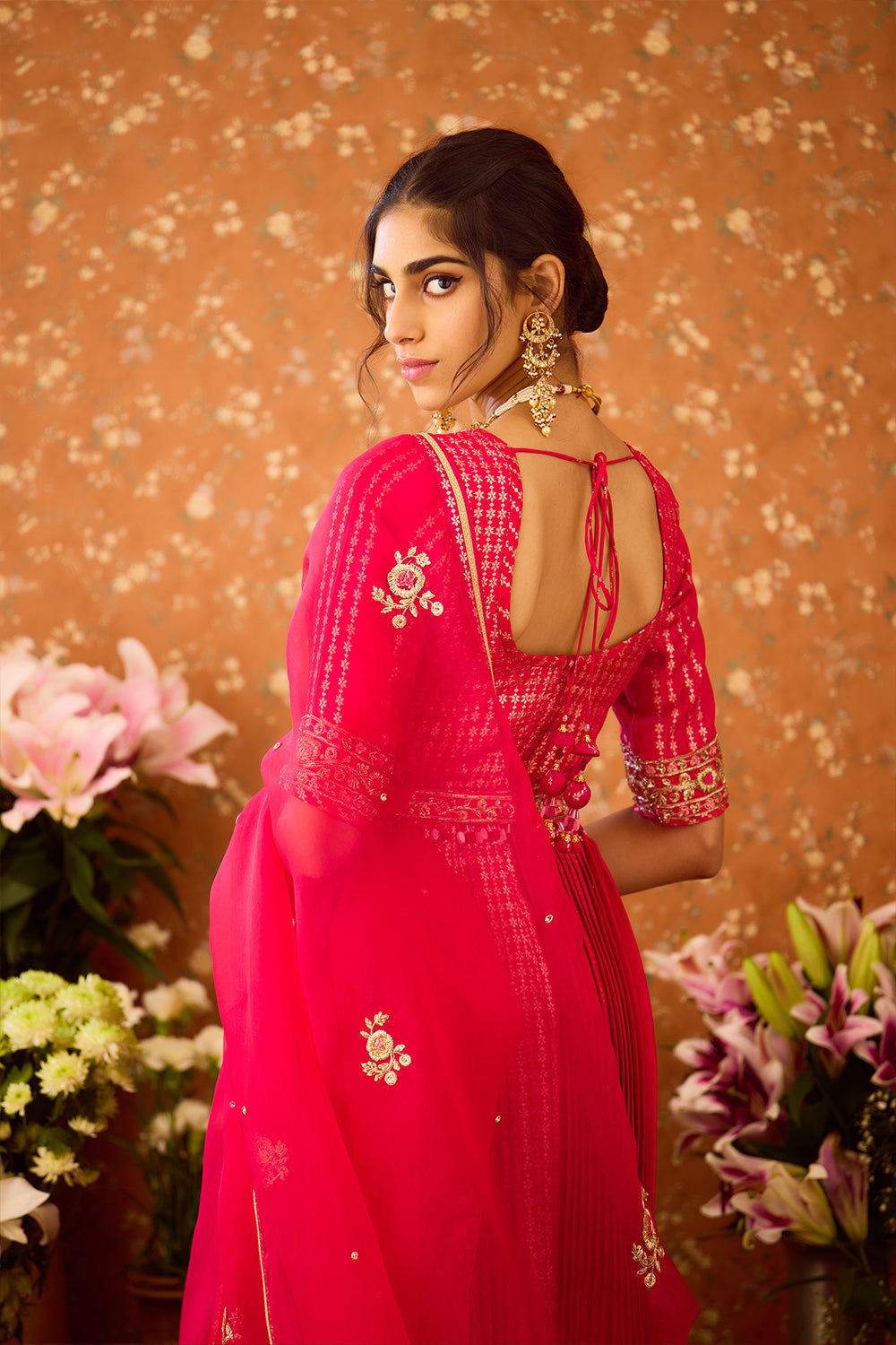 Scarlet Red Sharara Set