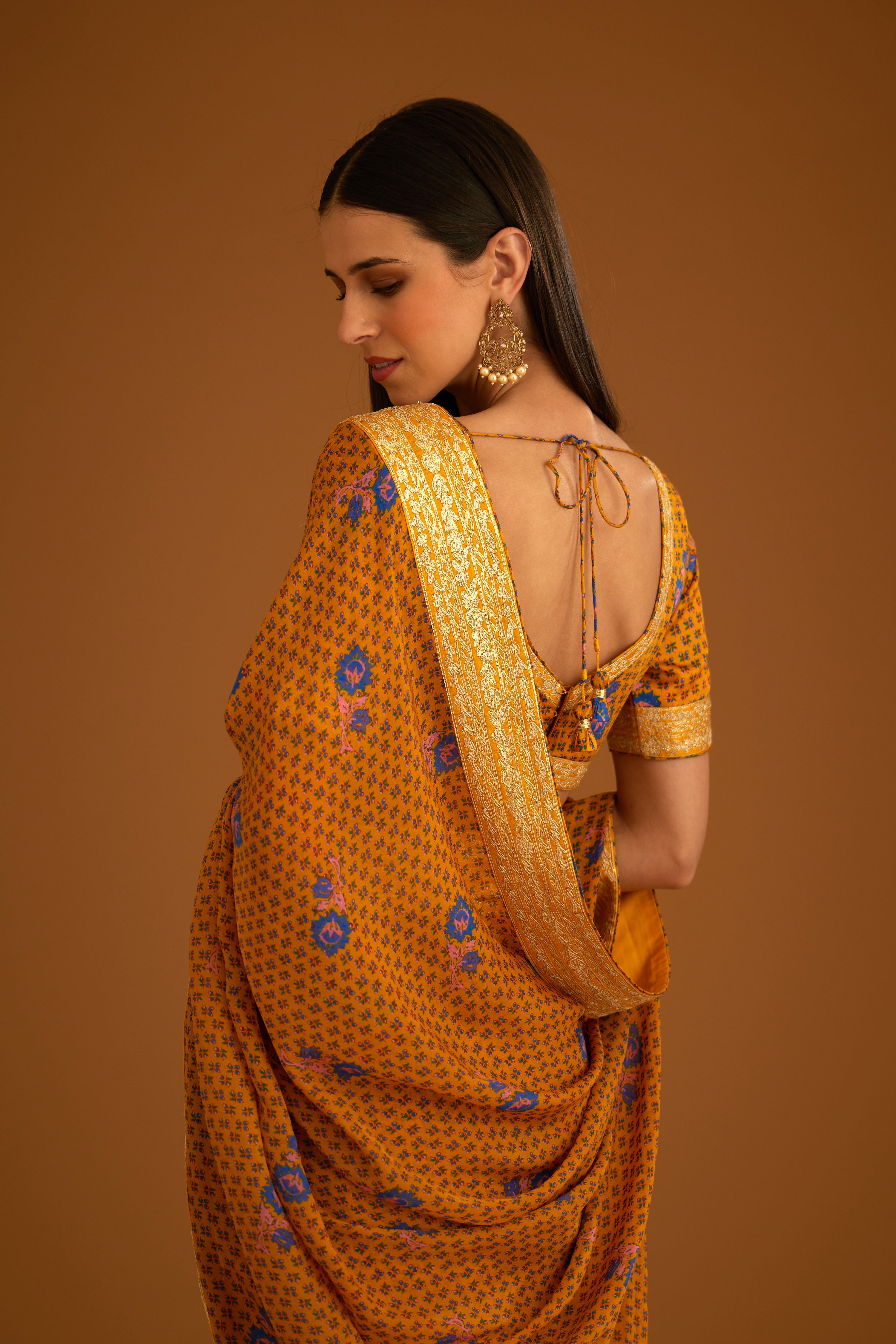 Mustard Yellow Saree Set