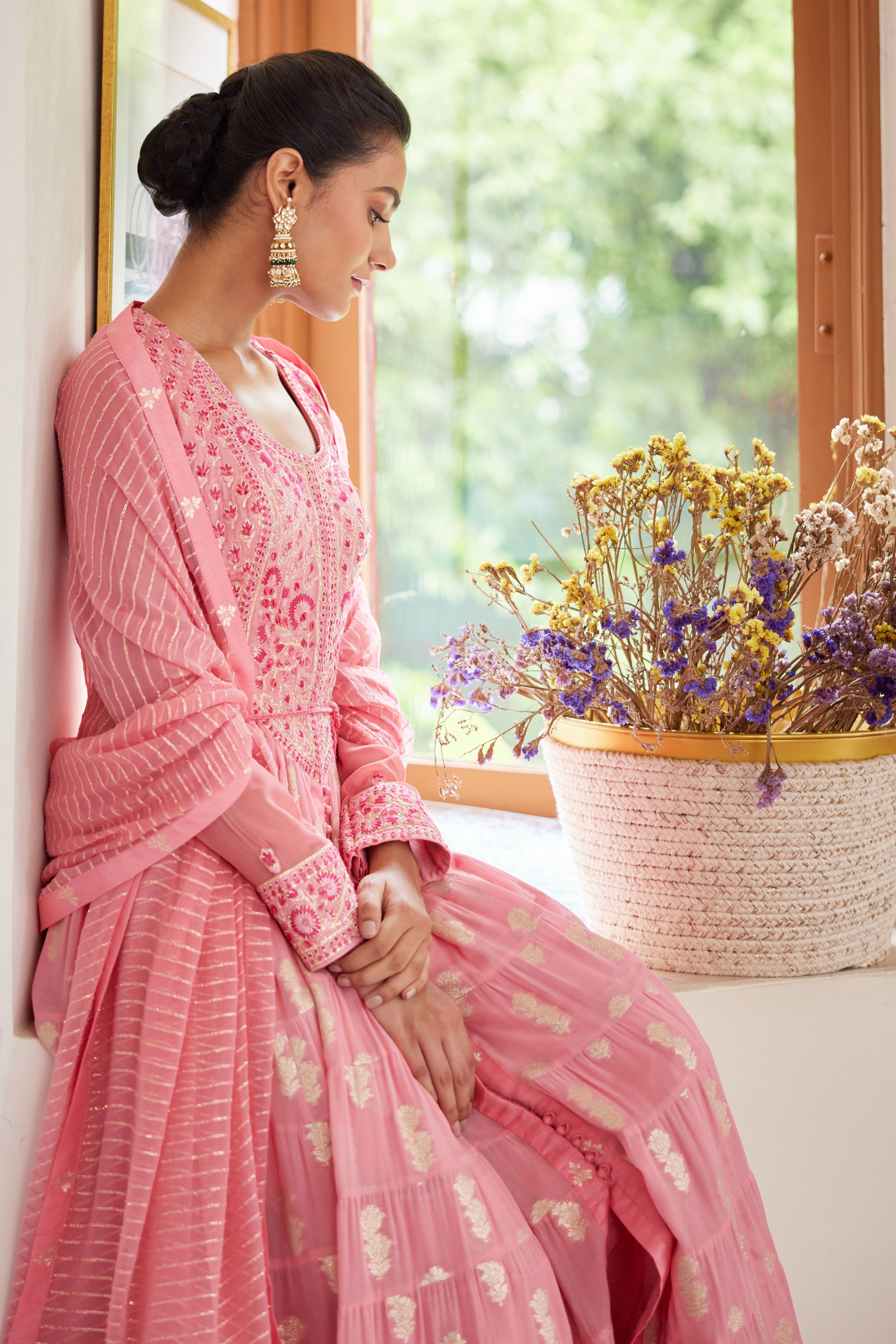 Rose Pink Anarkali Set