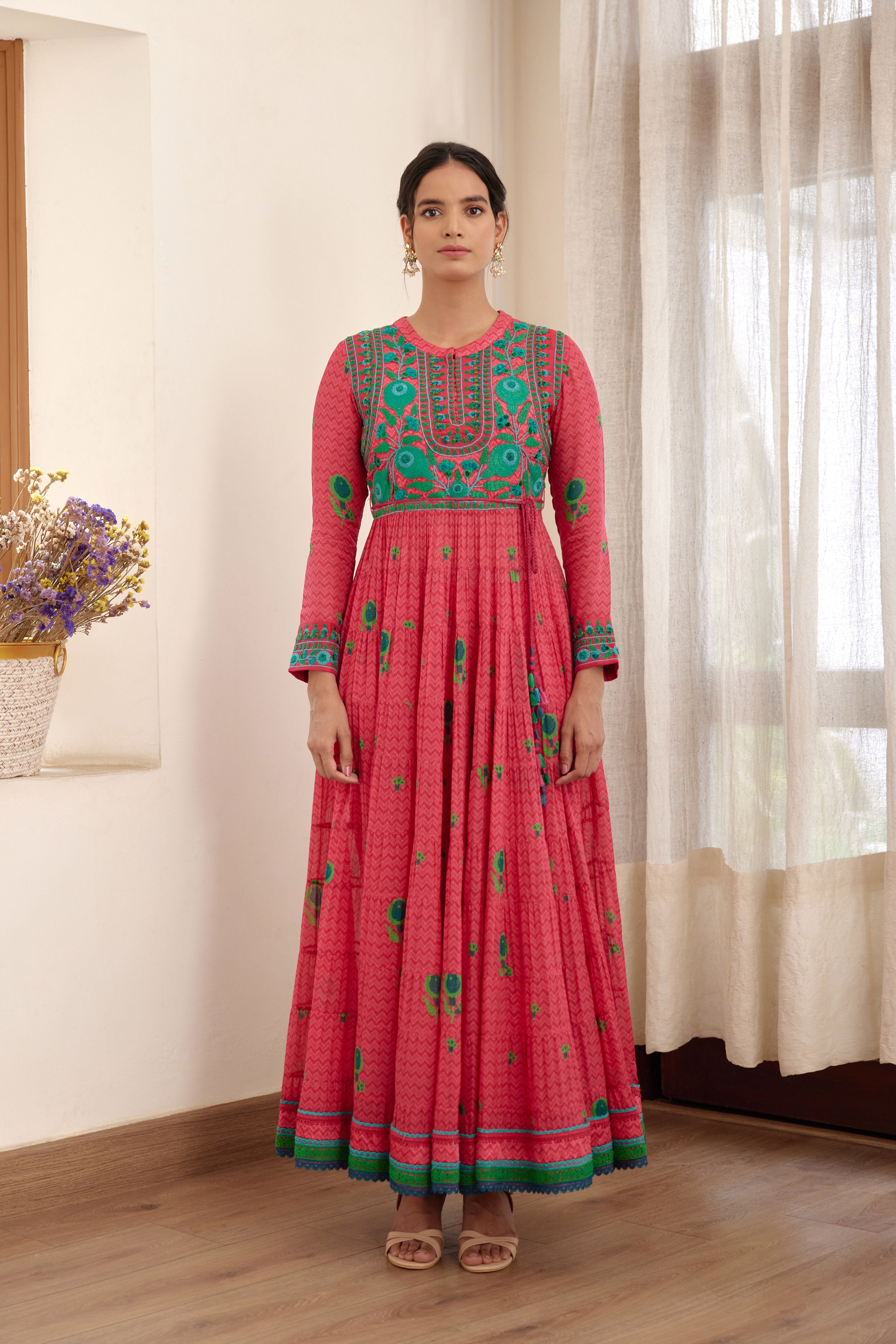 Red Anarkali Set