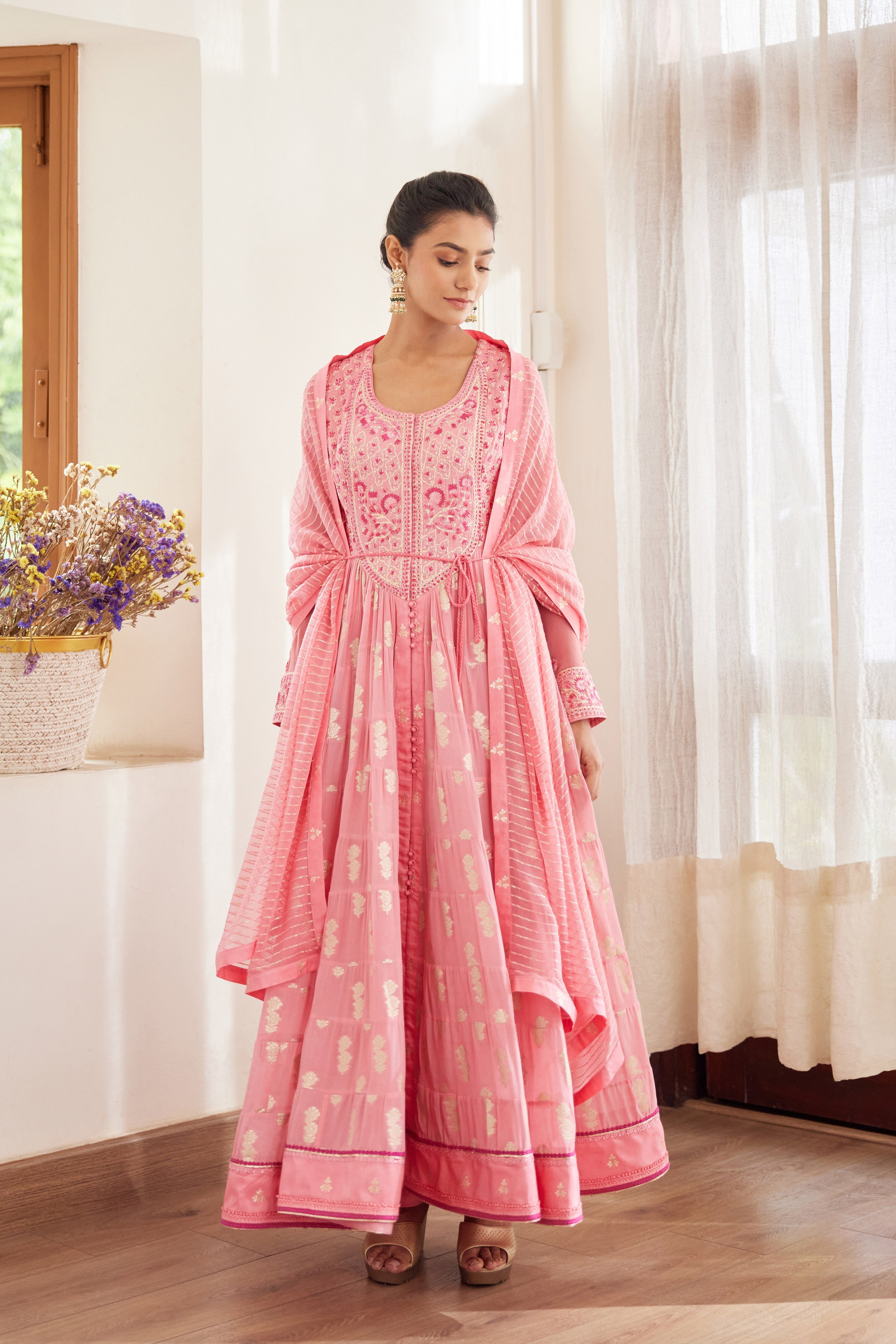 Rose Pink Anarkali Set