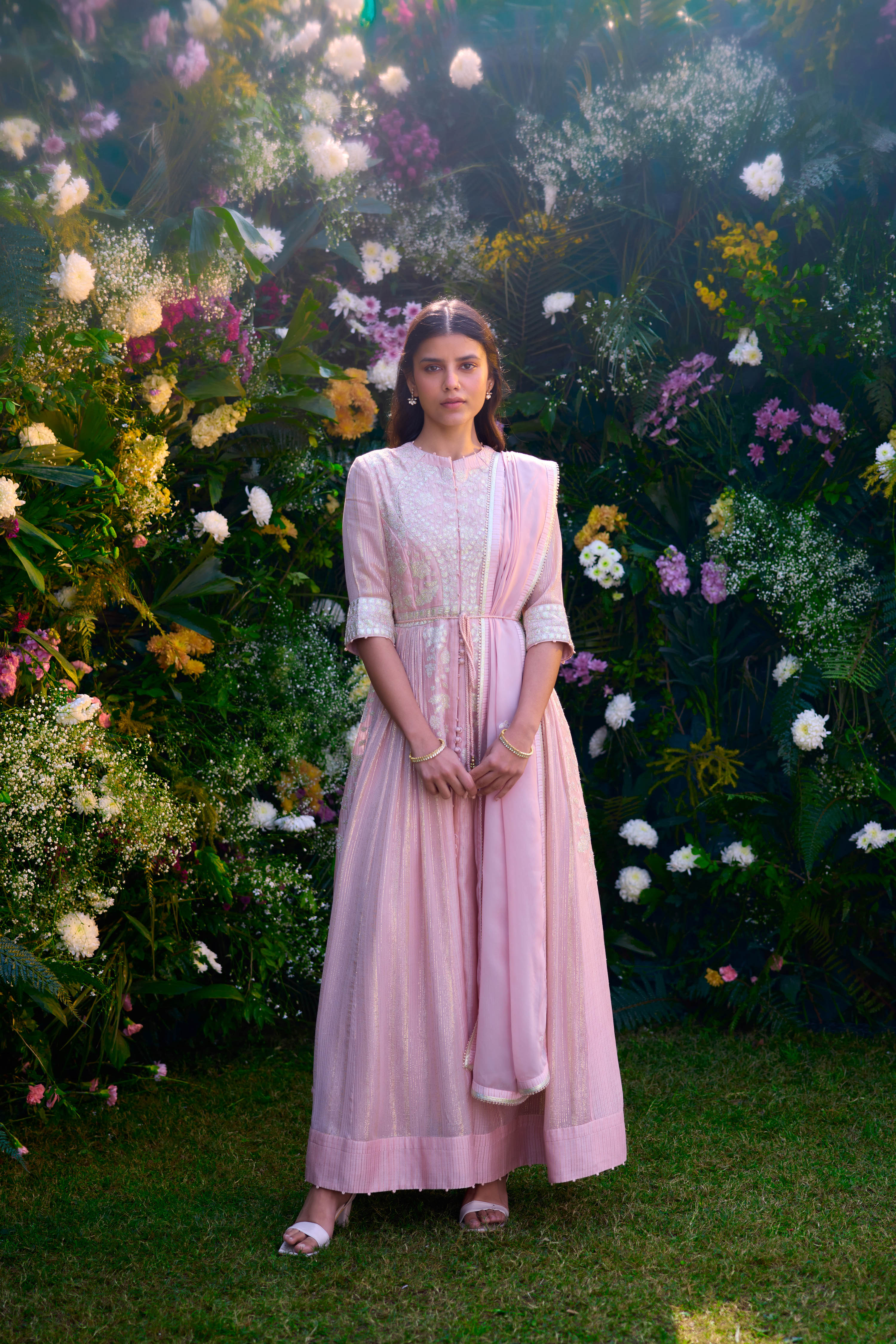 Whisper Pink Anarkali Set