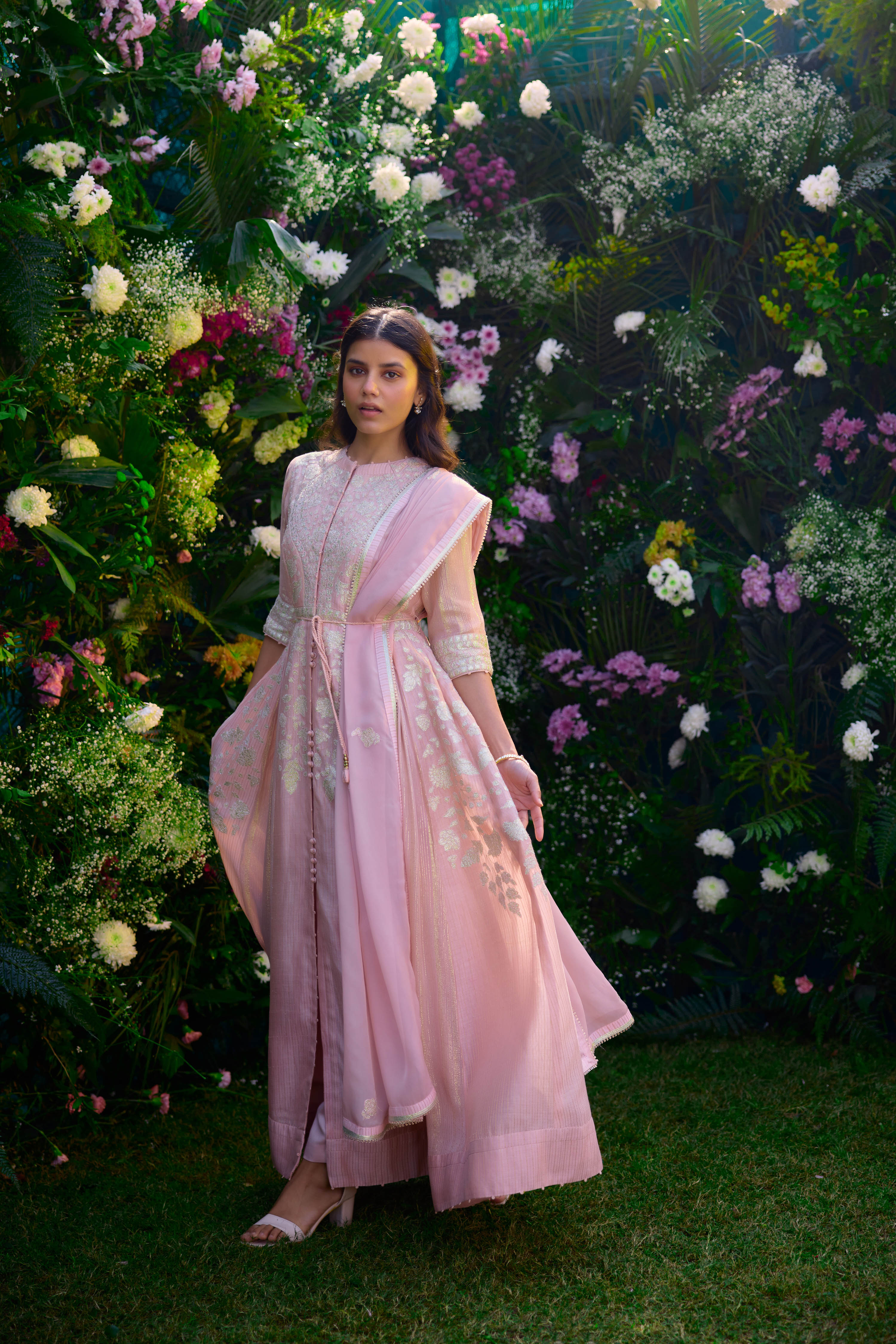 Whisper Pink Anarkali Set