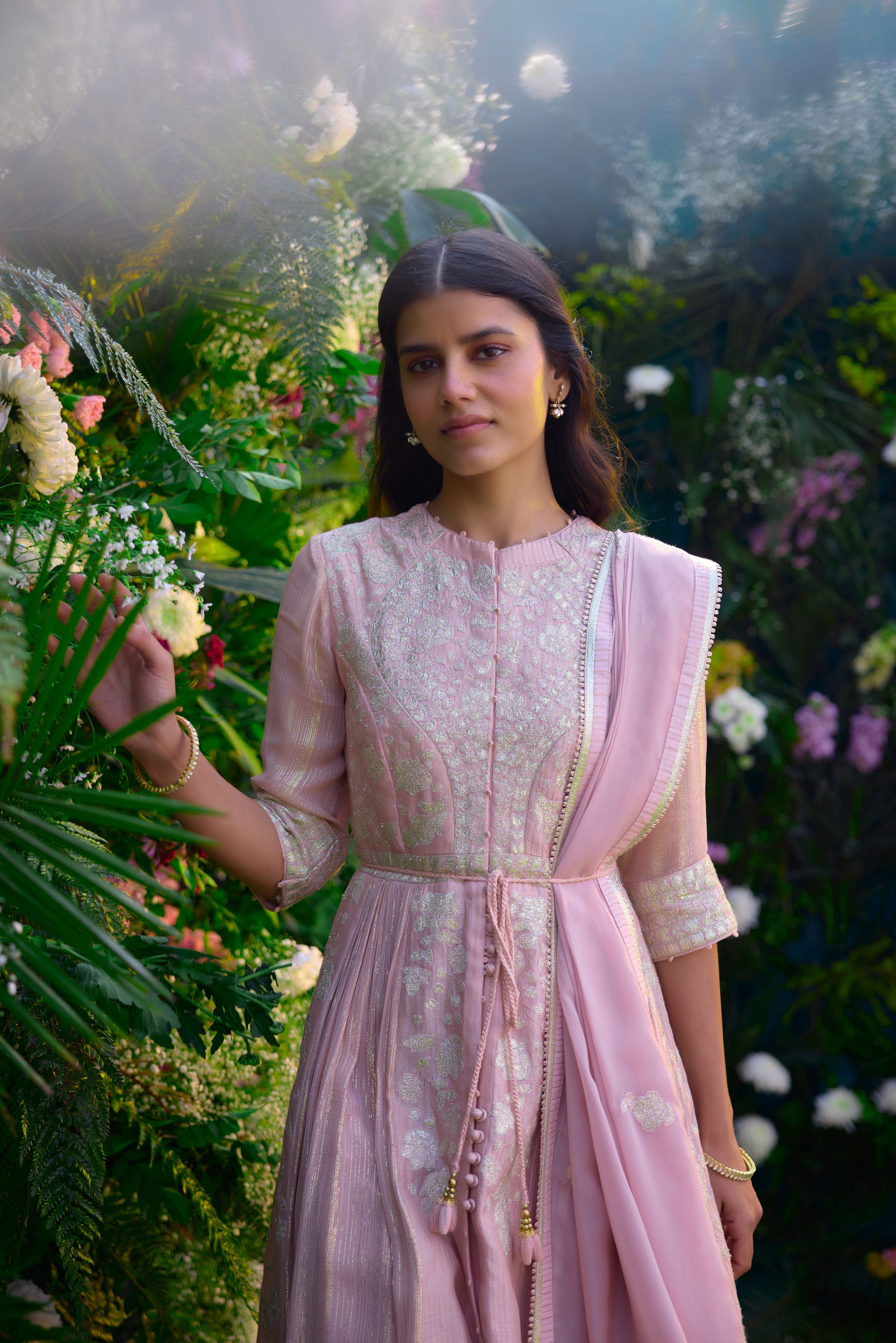 Whisper Pink Anarkali Set