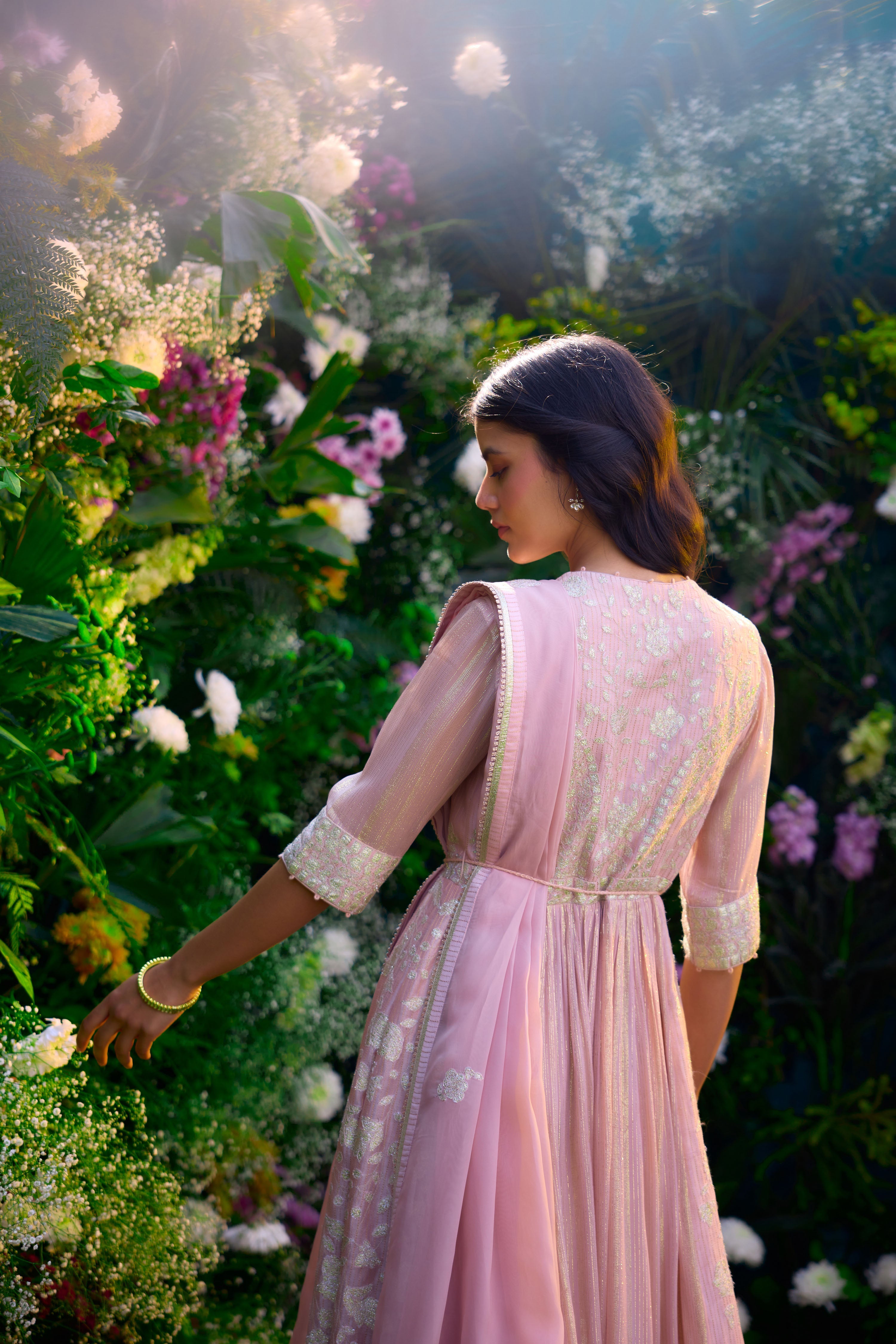 Whisper Pink Anarkali Set