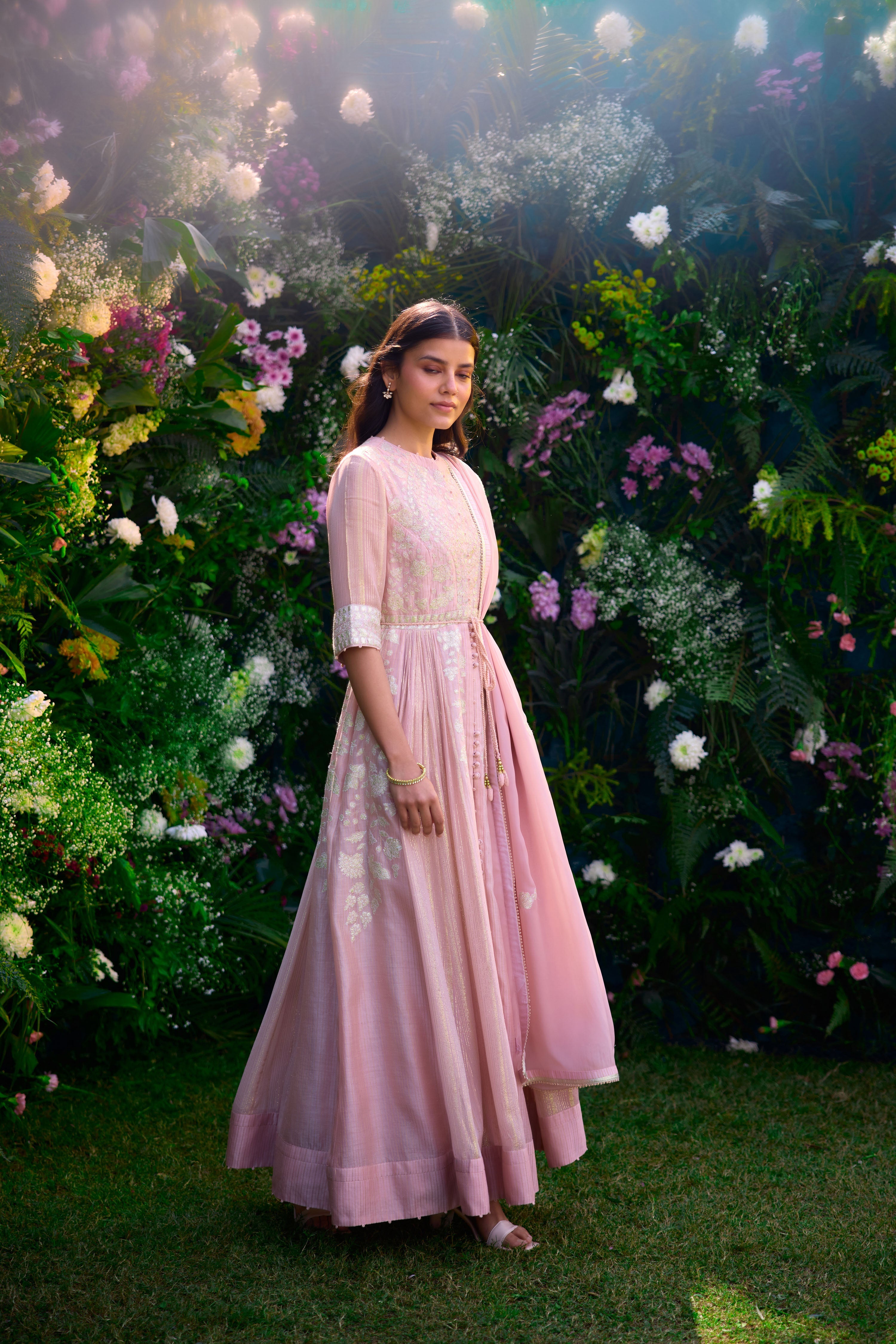 Whisper Pink Anarkali Set