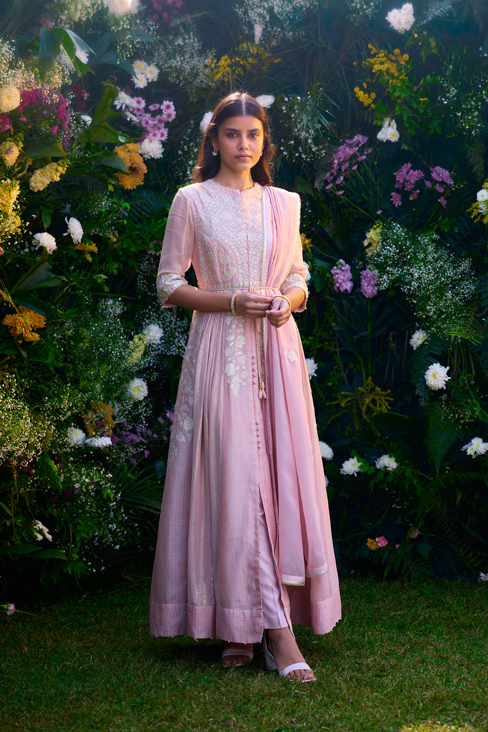 Whisper Pink Anarkali Set
