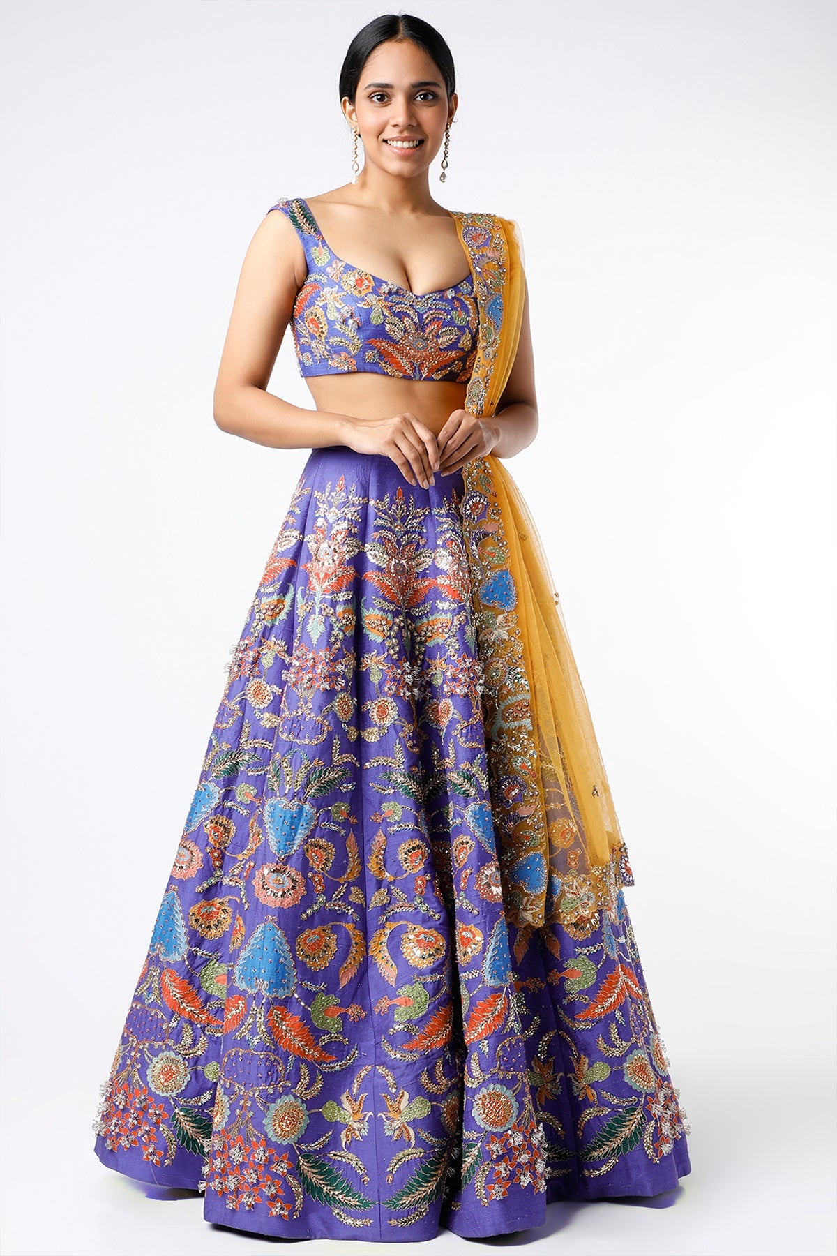 Aanya - Violet Raw Silk Lehenga Set