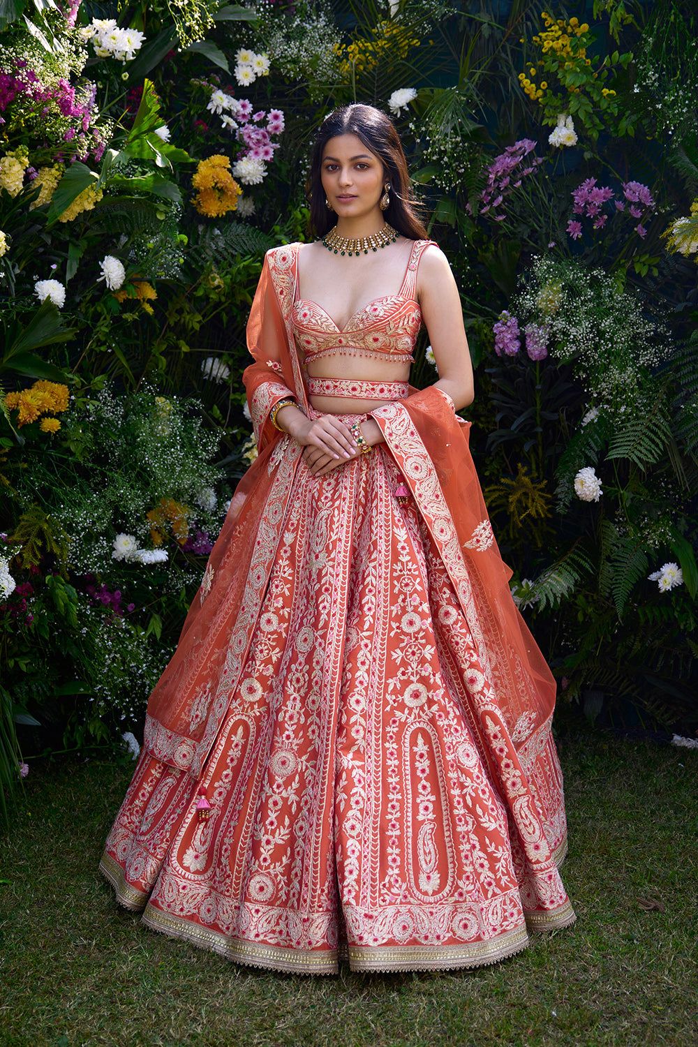 Vermilion Orange Lehenga Set