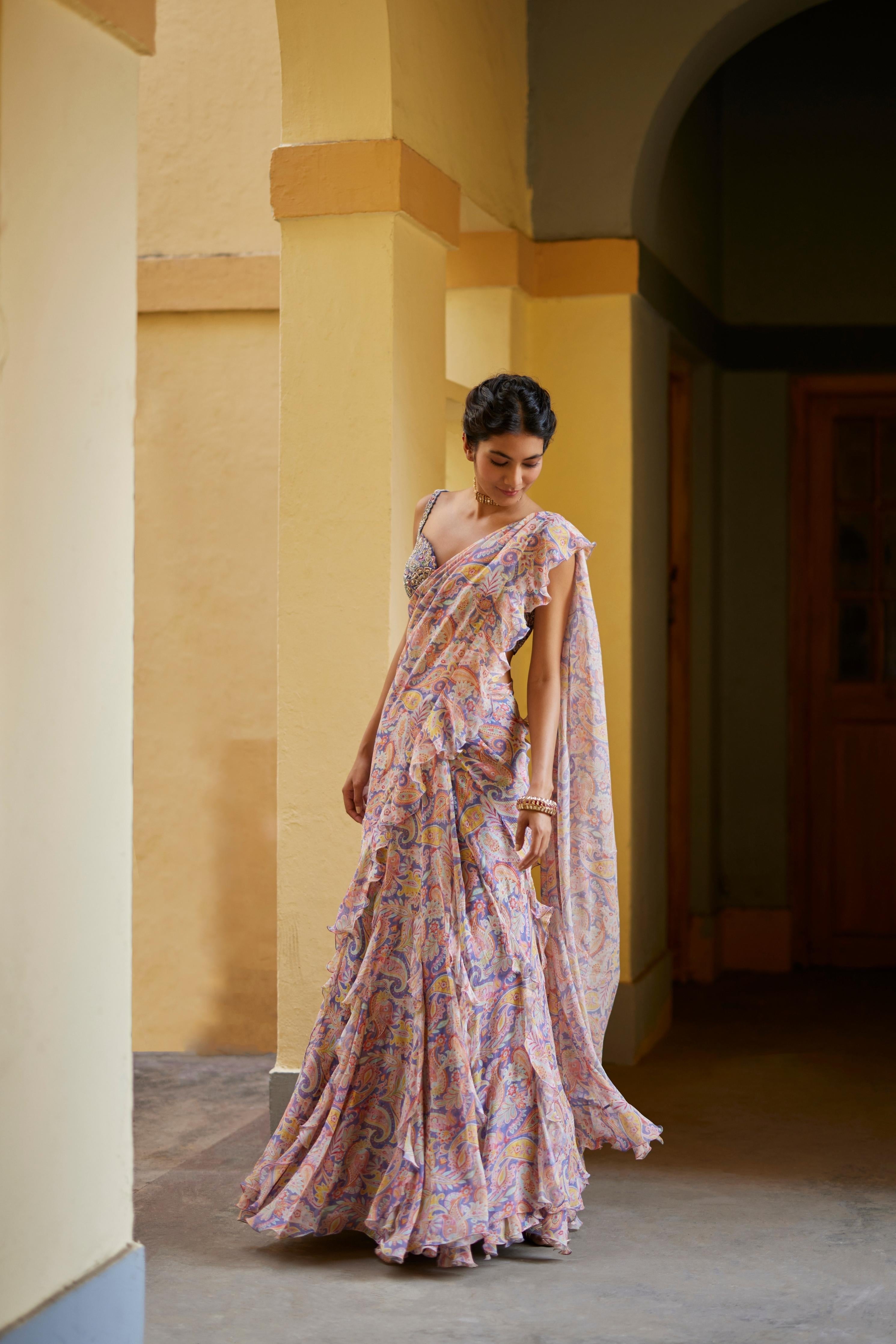 Ahilya Lehenga Ruffle Saree Set