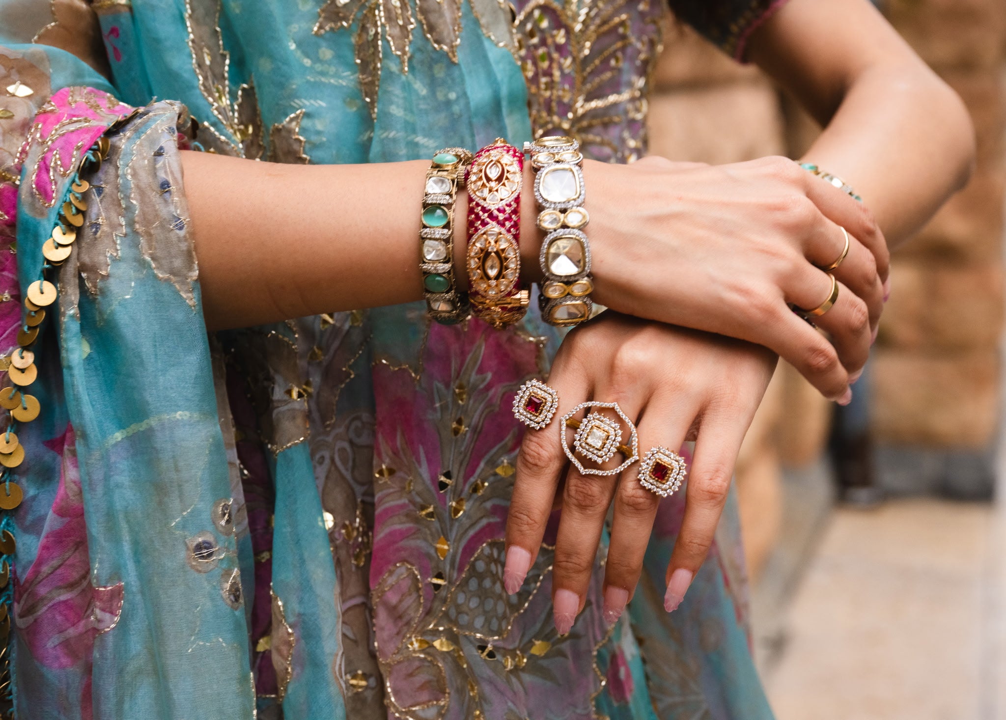 OP1026 BRACELET KUNDAN MINT PAIR