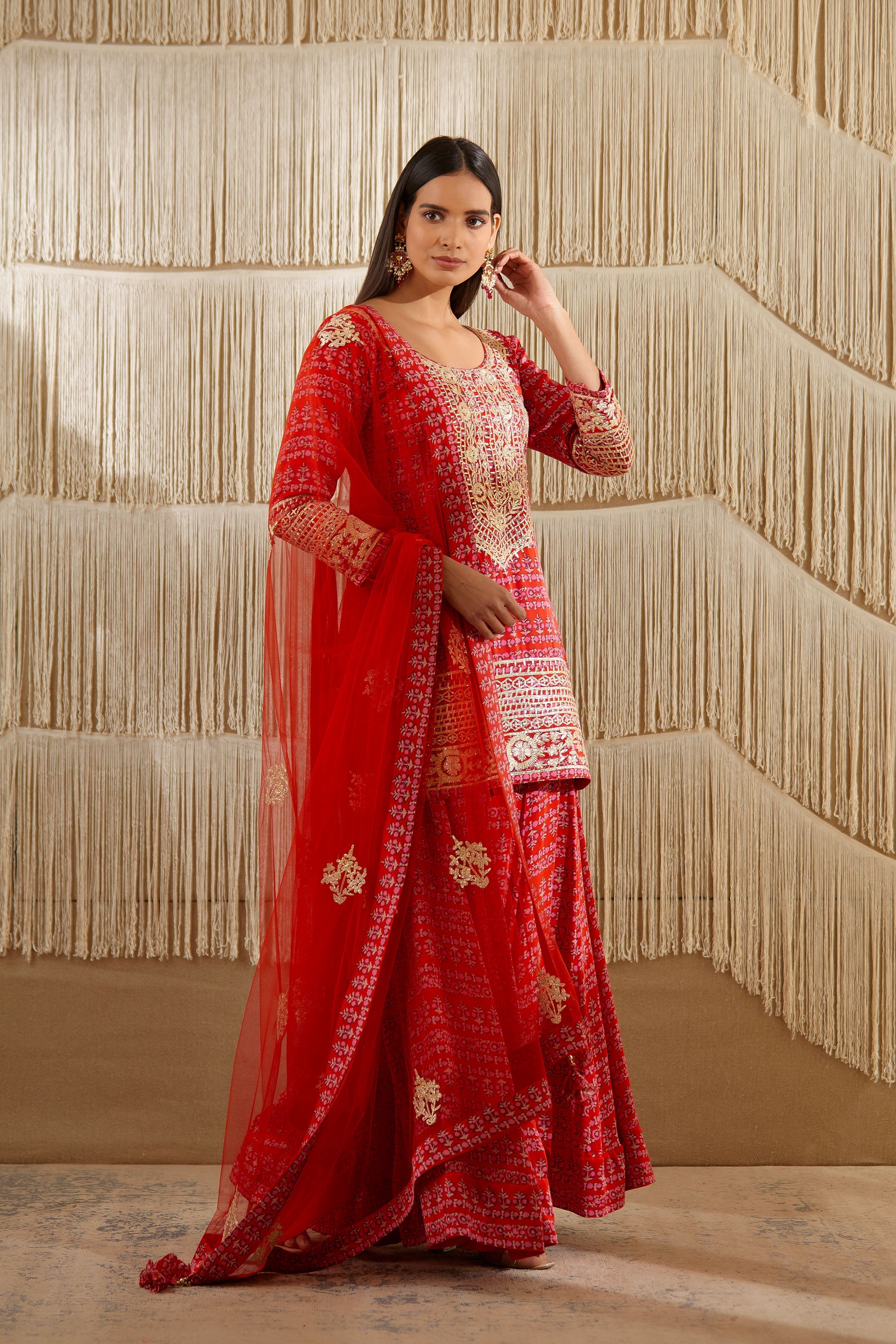 Red Sharara set