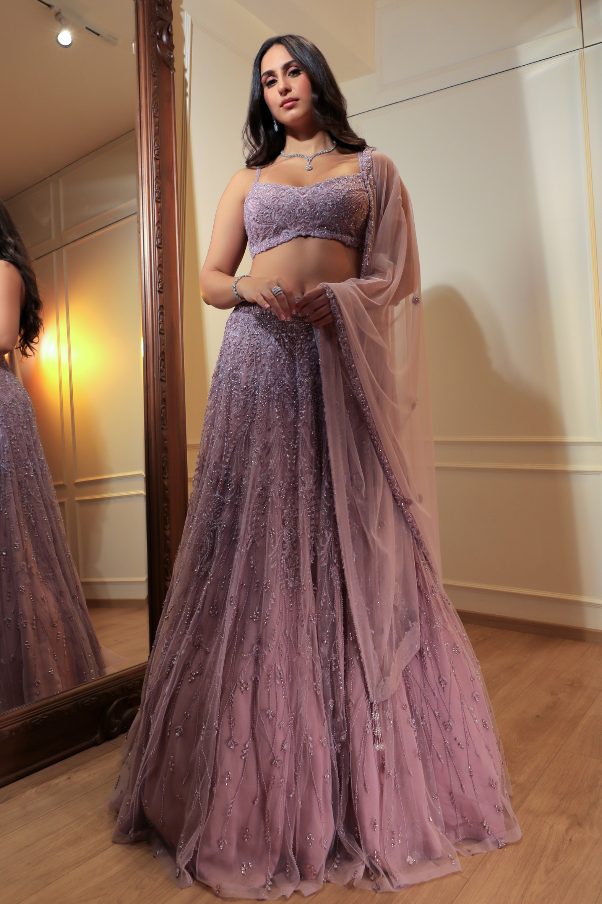 Mauve Crystal Lehenga