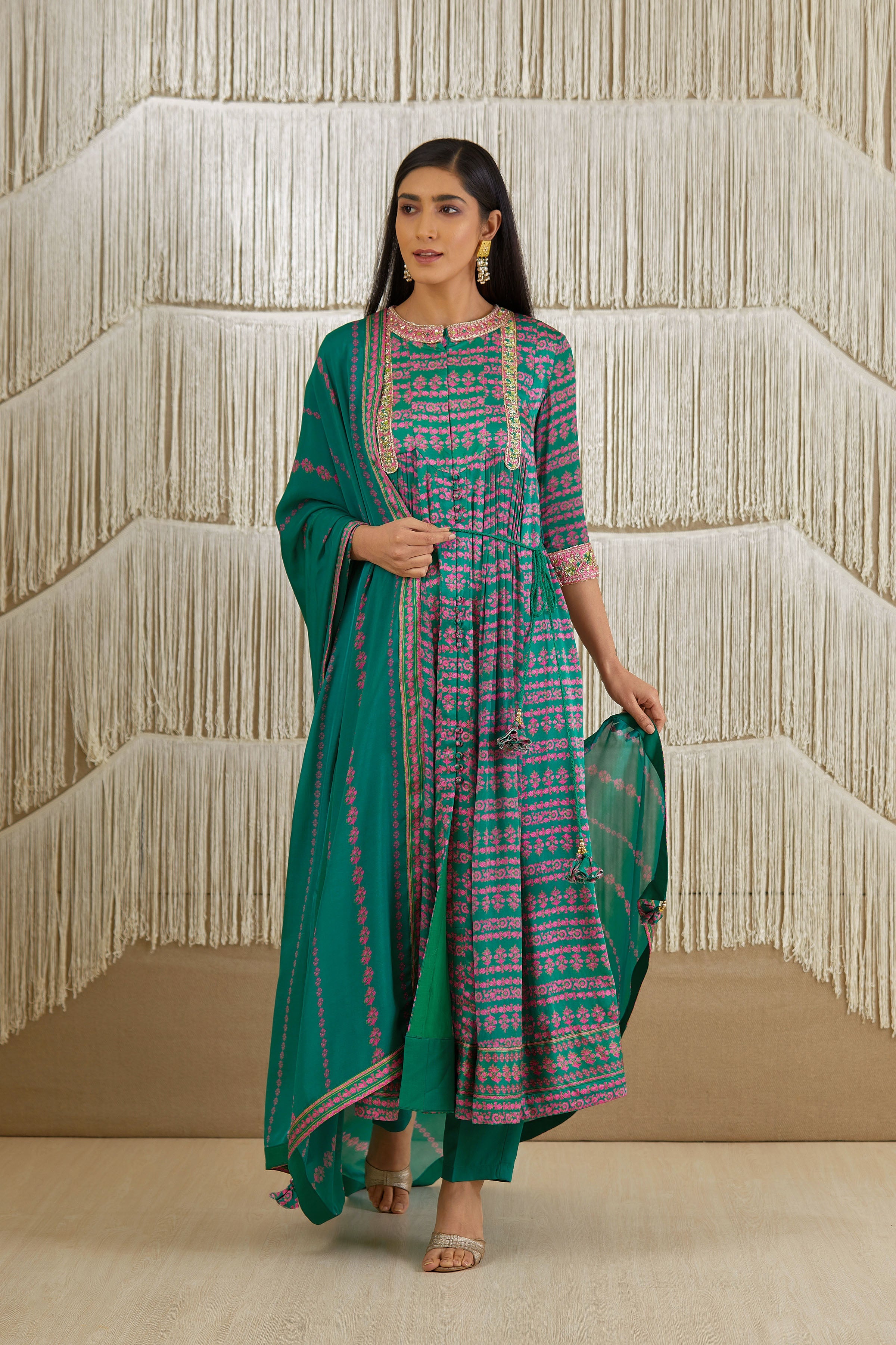 Teal Anarkali set