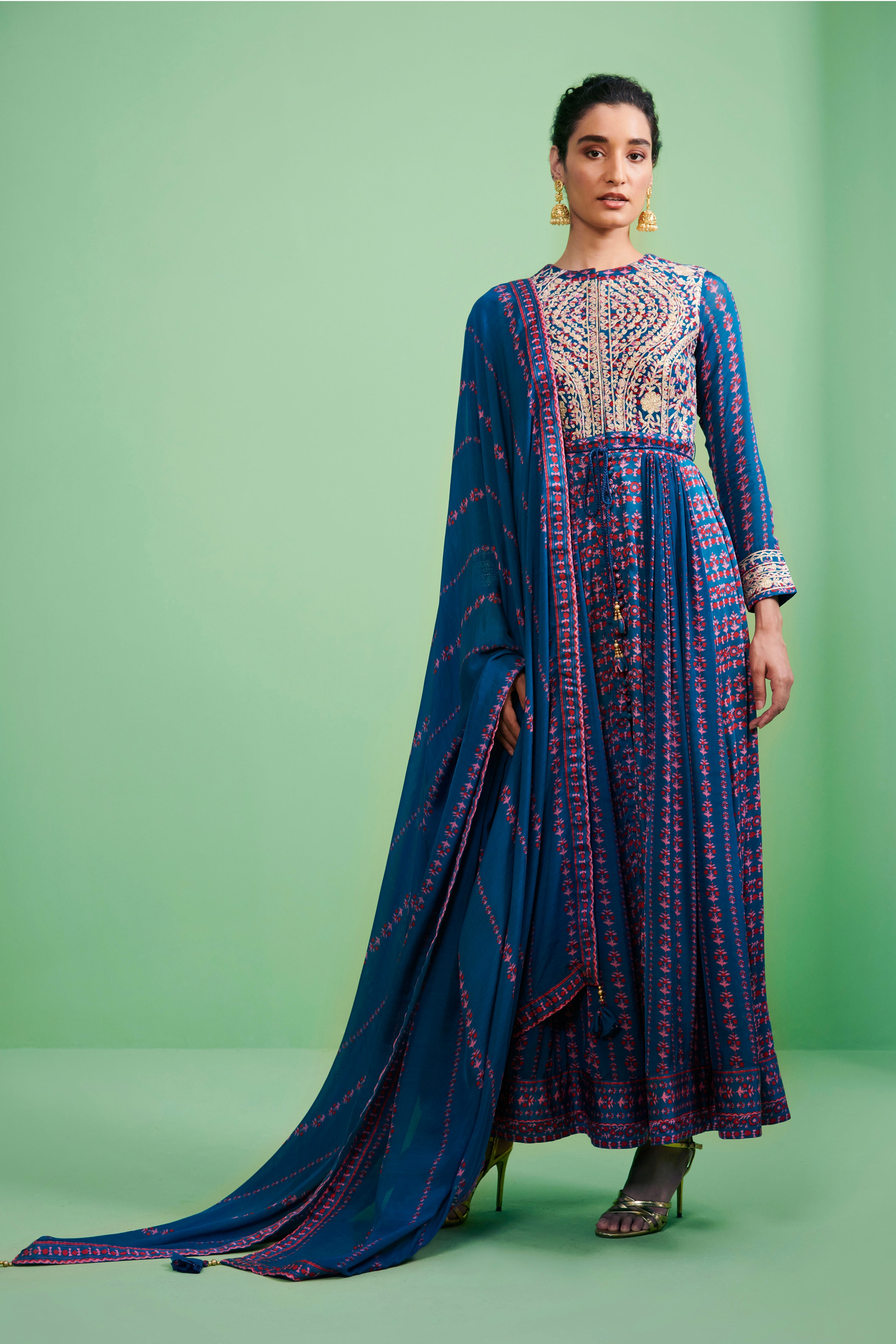 Teal Blue Anarkali Set