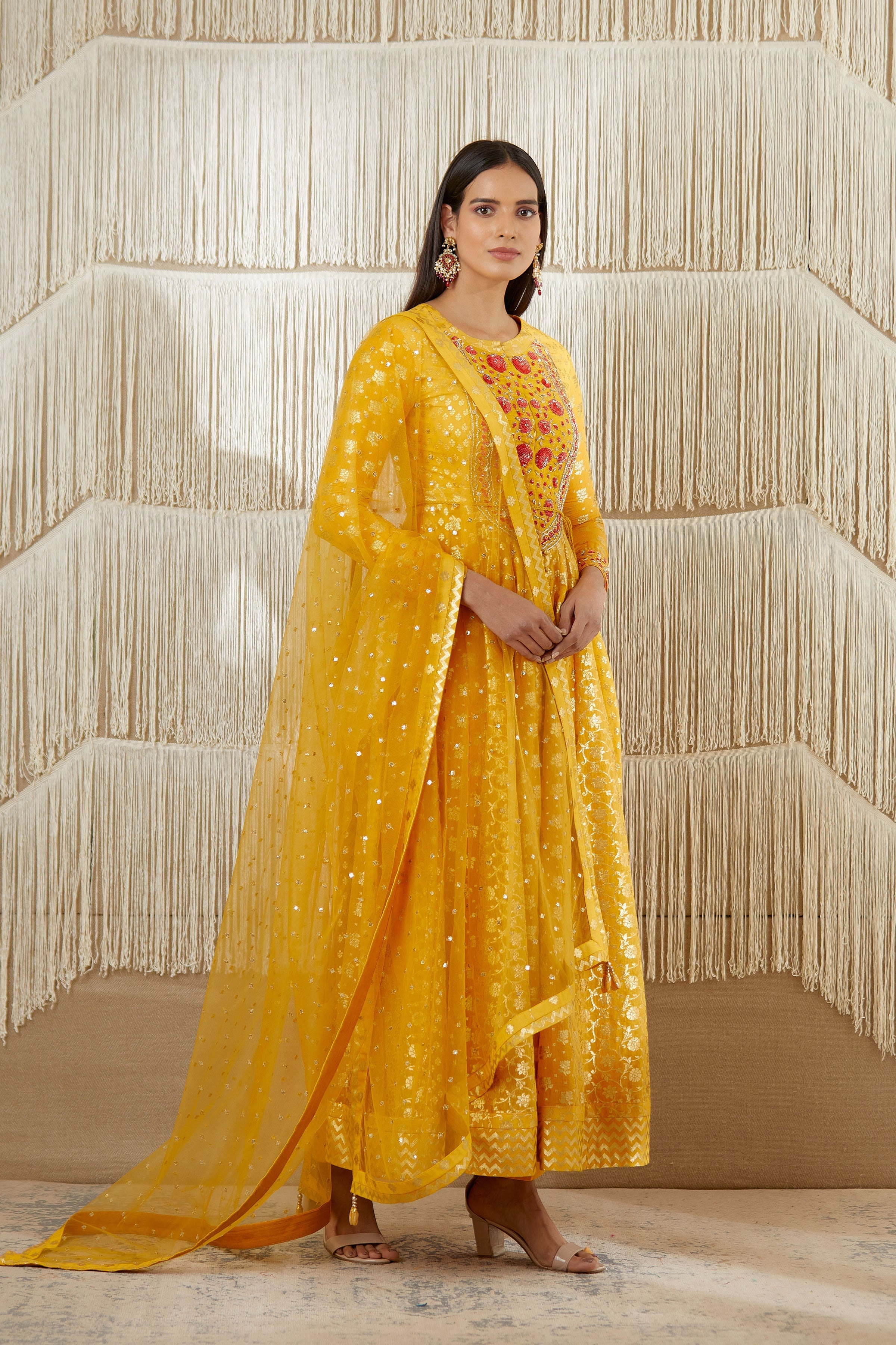 Mustard Anarkali set