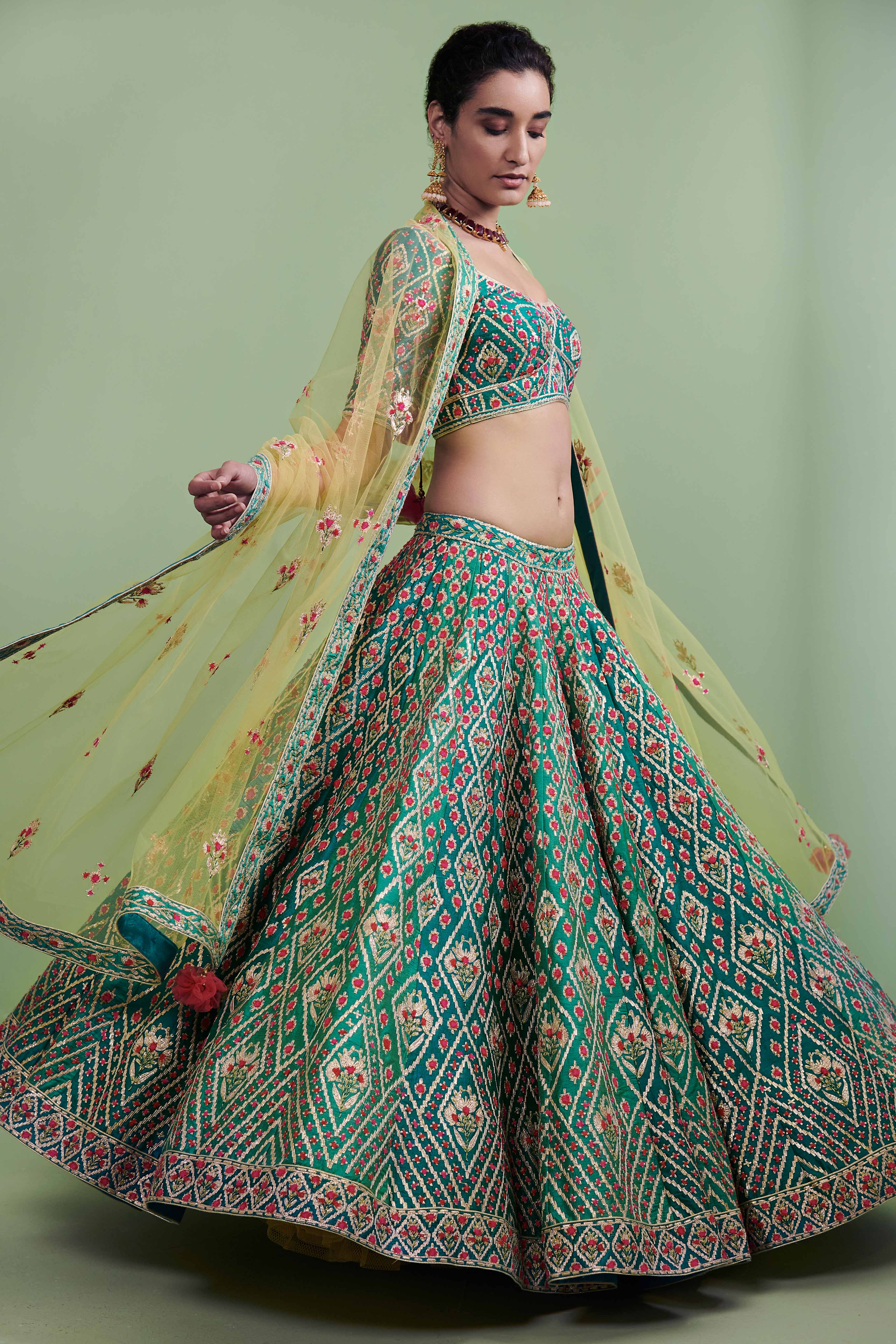 Teal Lehenga Set