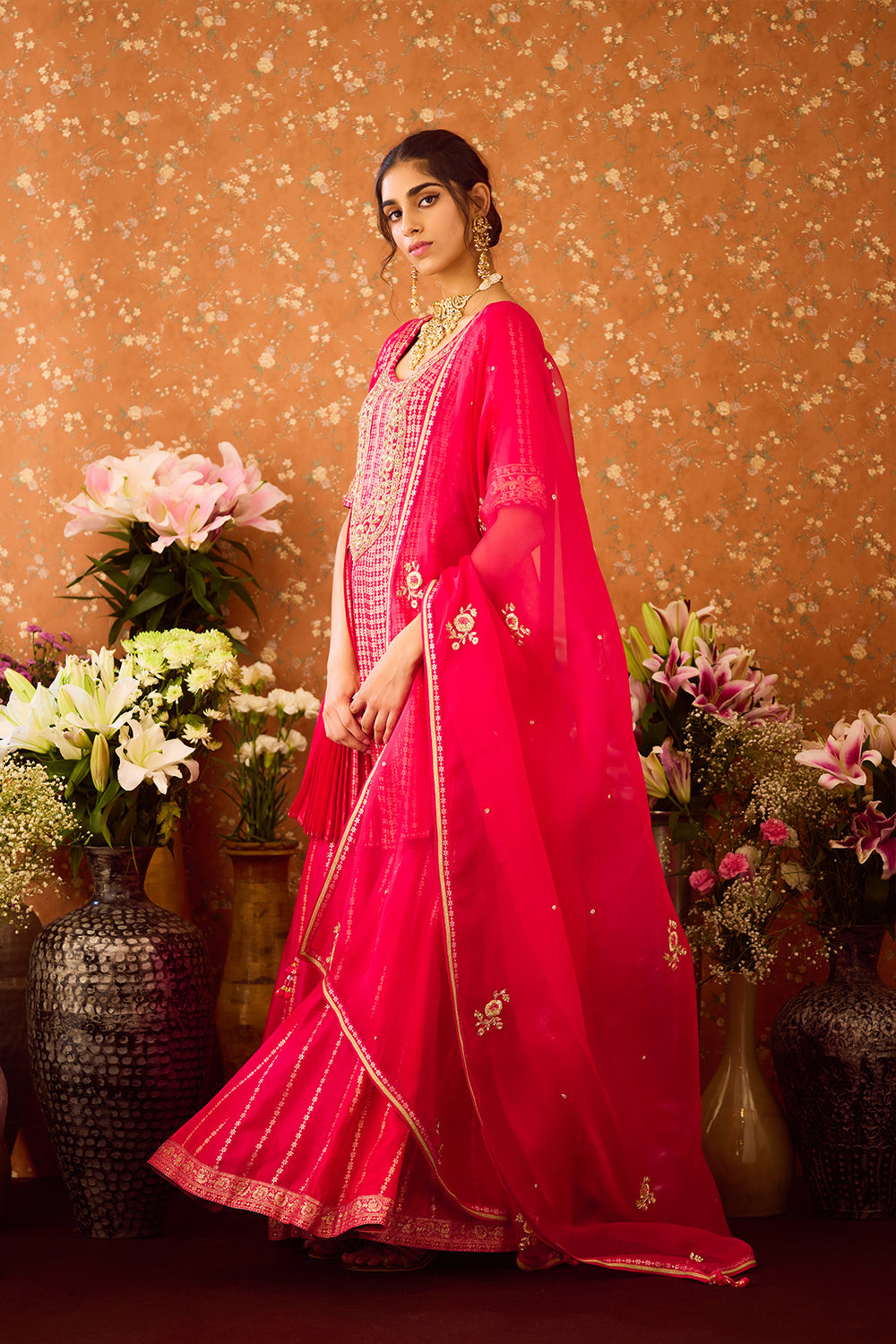 Scarlet Red Sharara Set