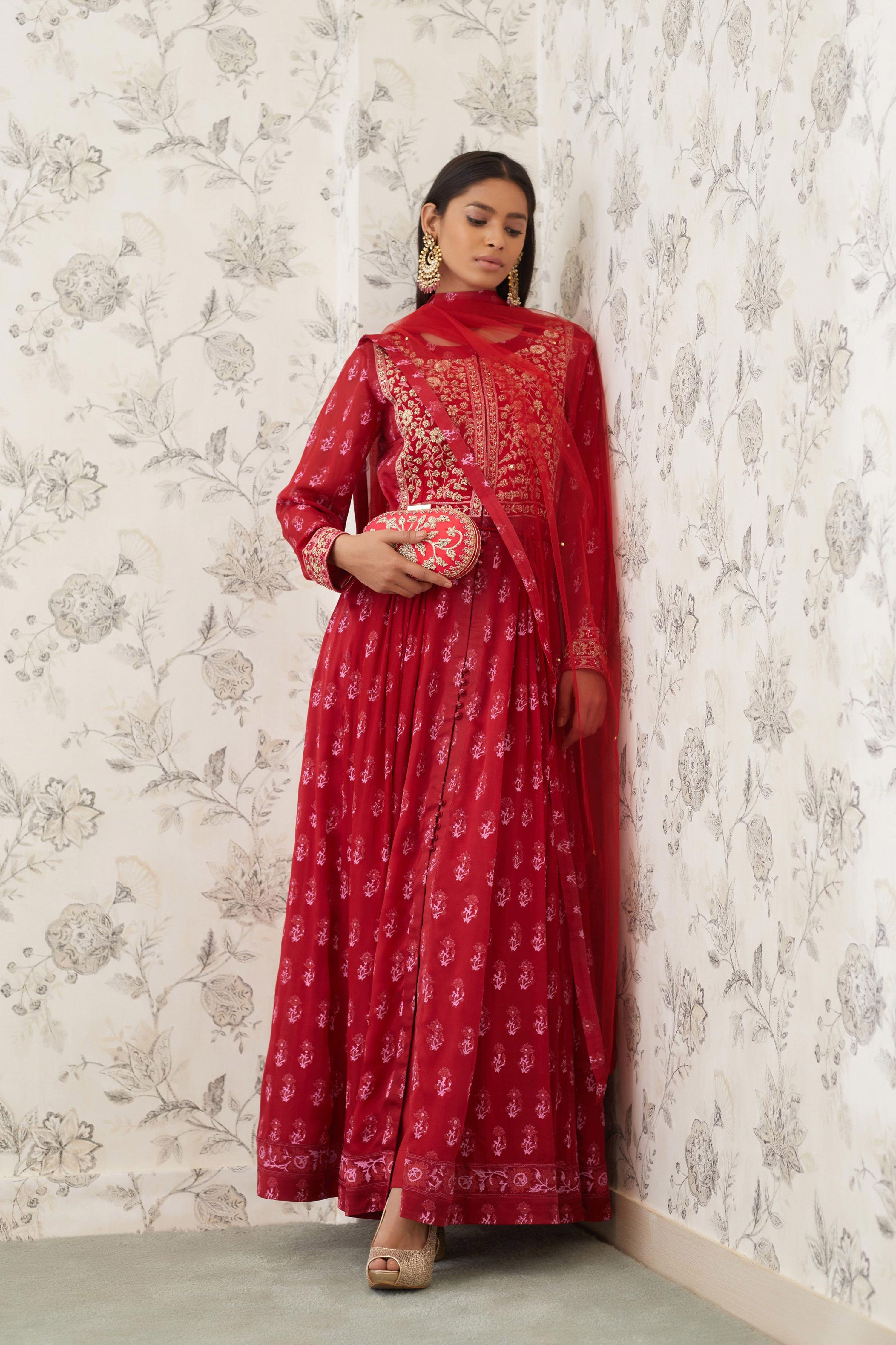 Maroon Anarkali Set