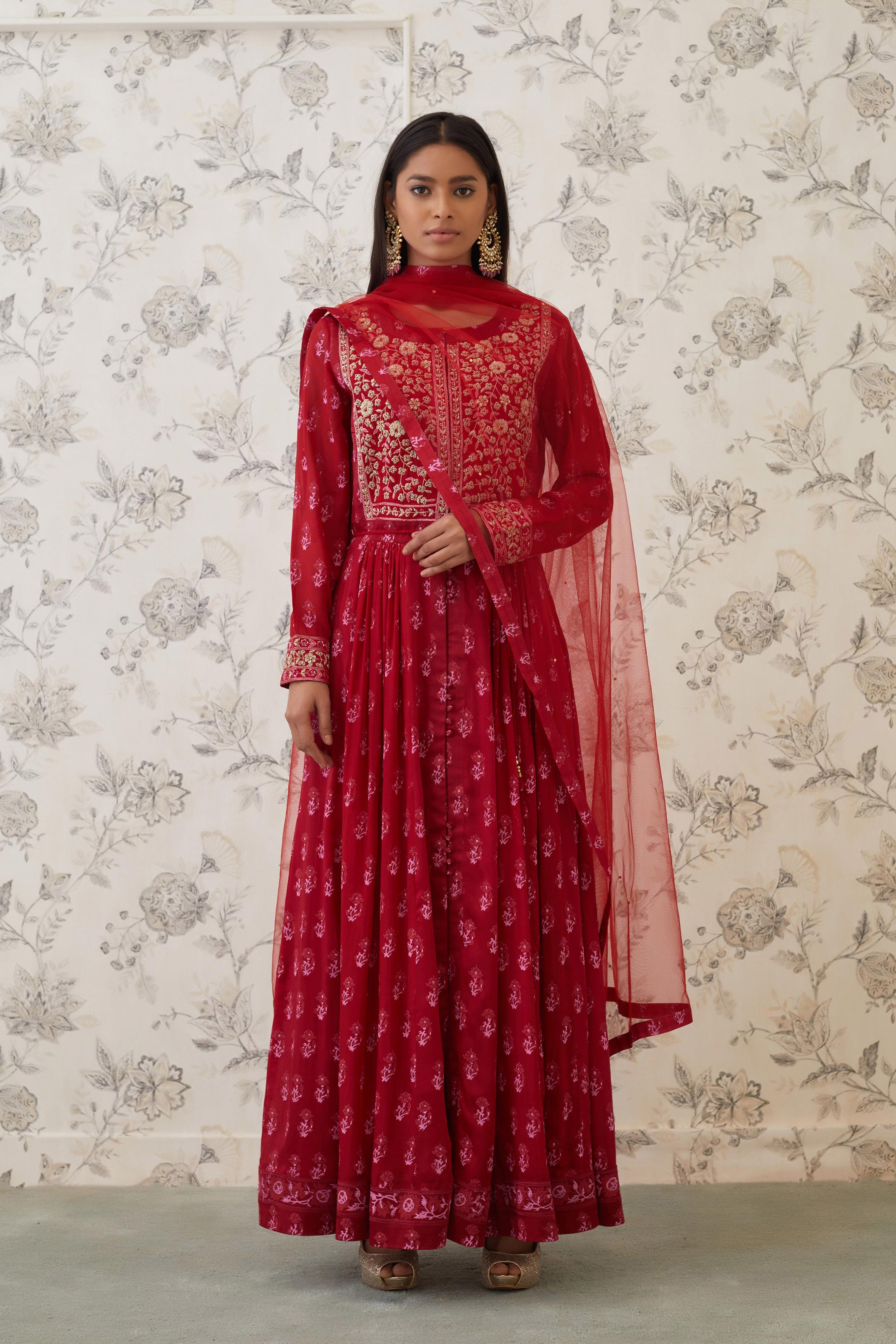 Maroon Anarkali Set