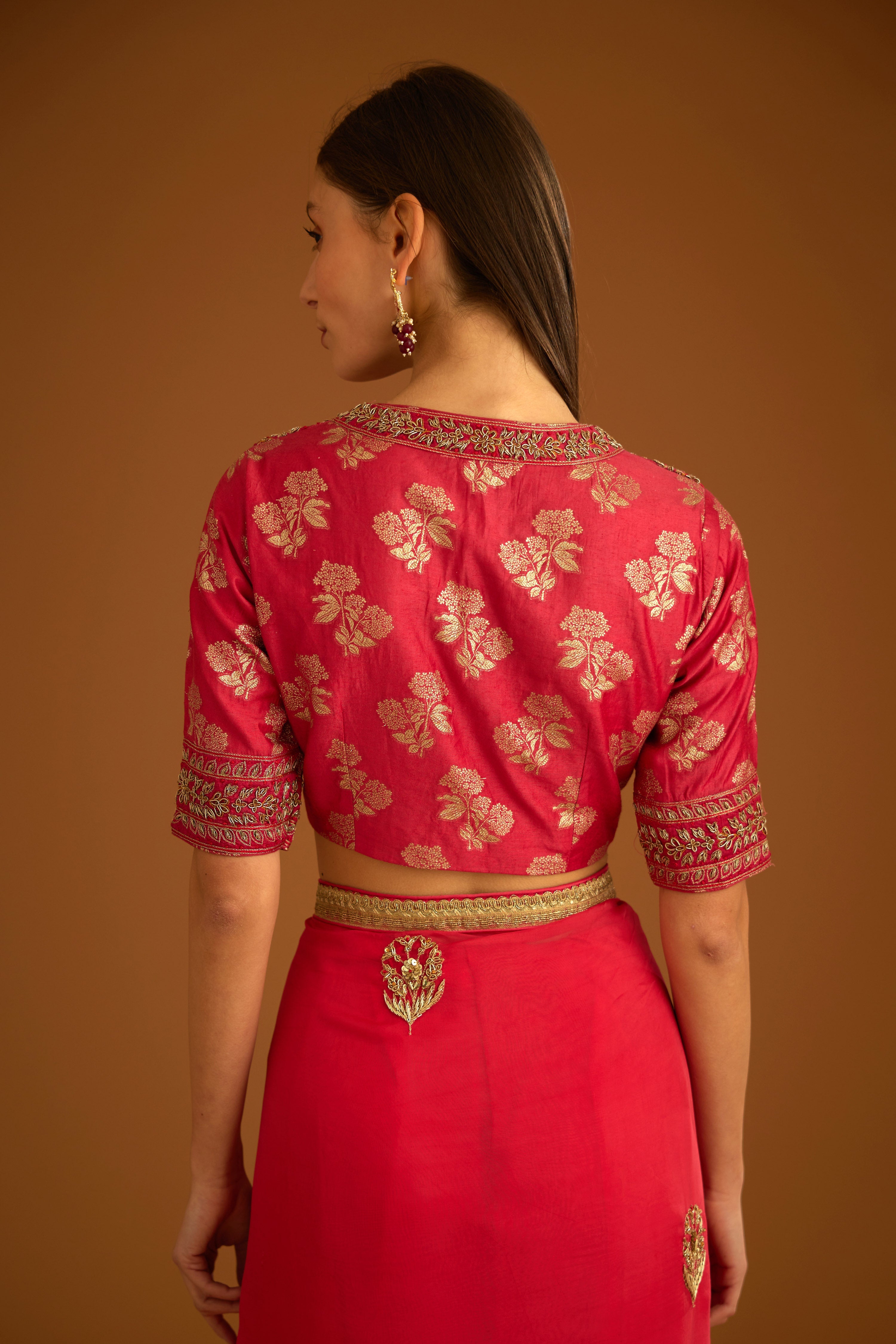 Cranberry Pink Saree Set