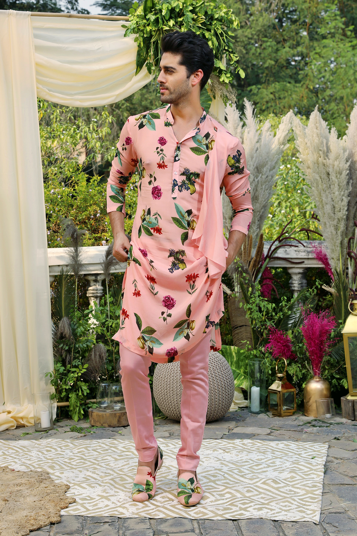 Blush One Side Drape Kurta