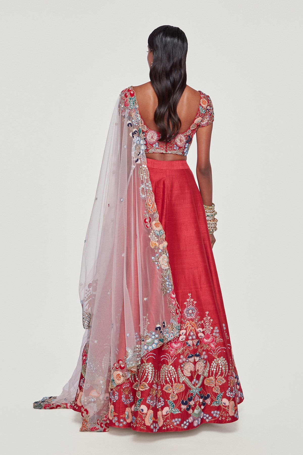 Amorette - Maroon Raw Silk Lehenga Set