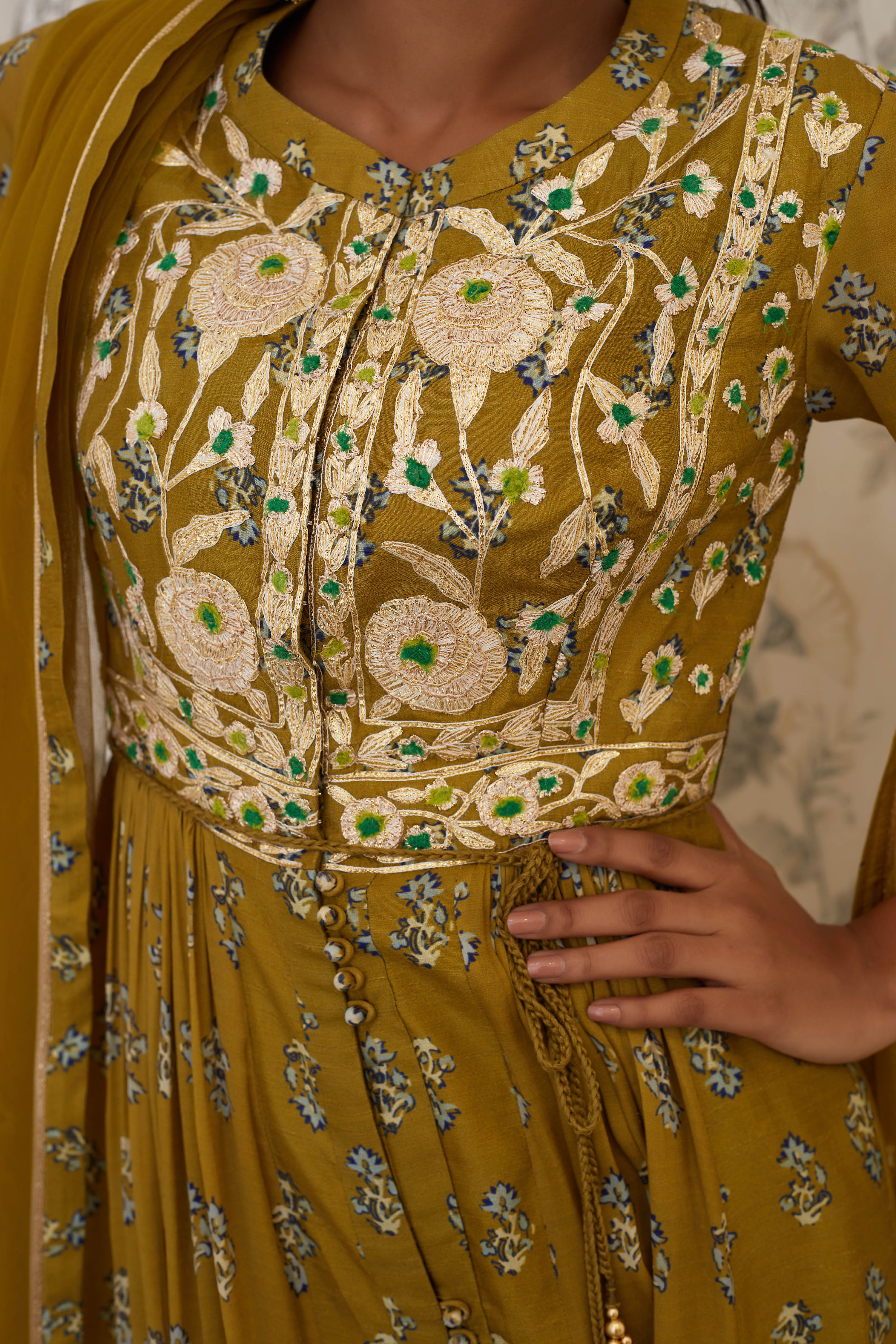 Olive Anarkali Set