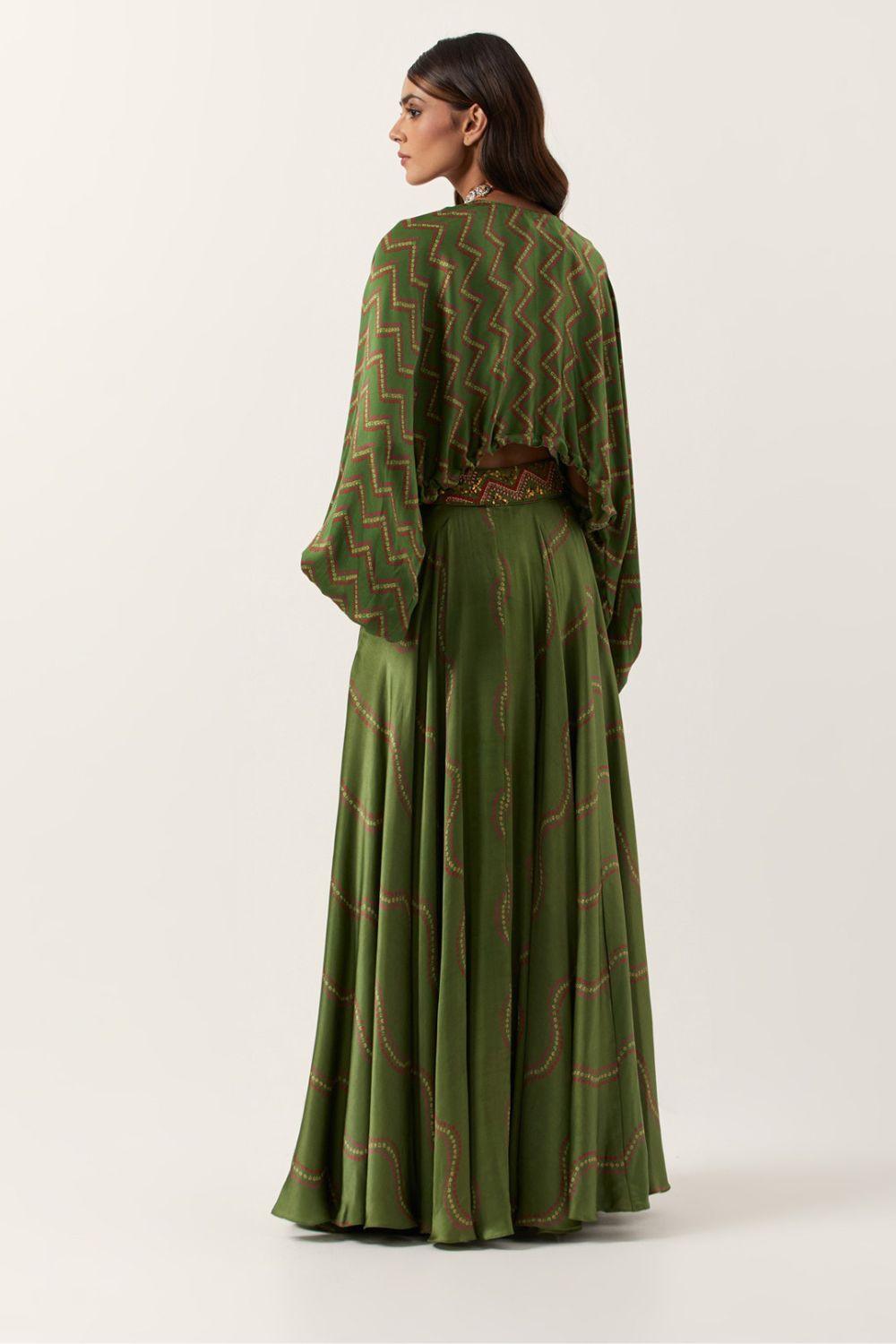 Pickle Green Top Paired With Skirt