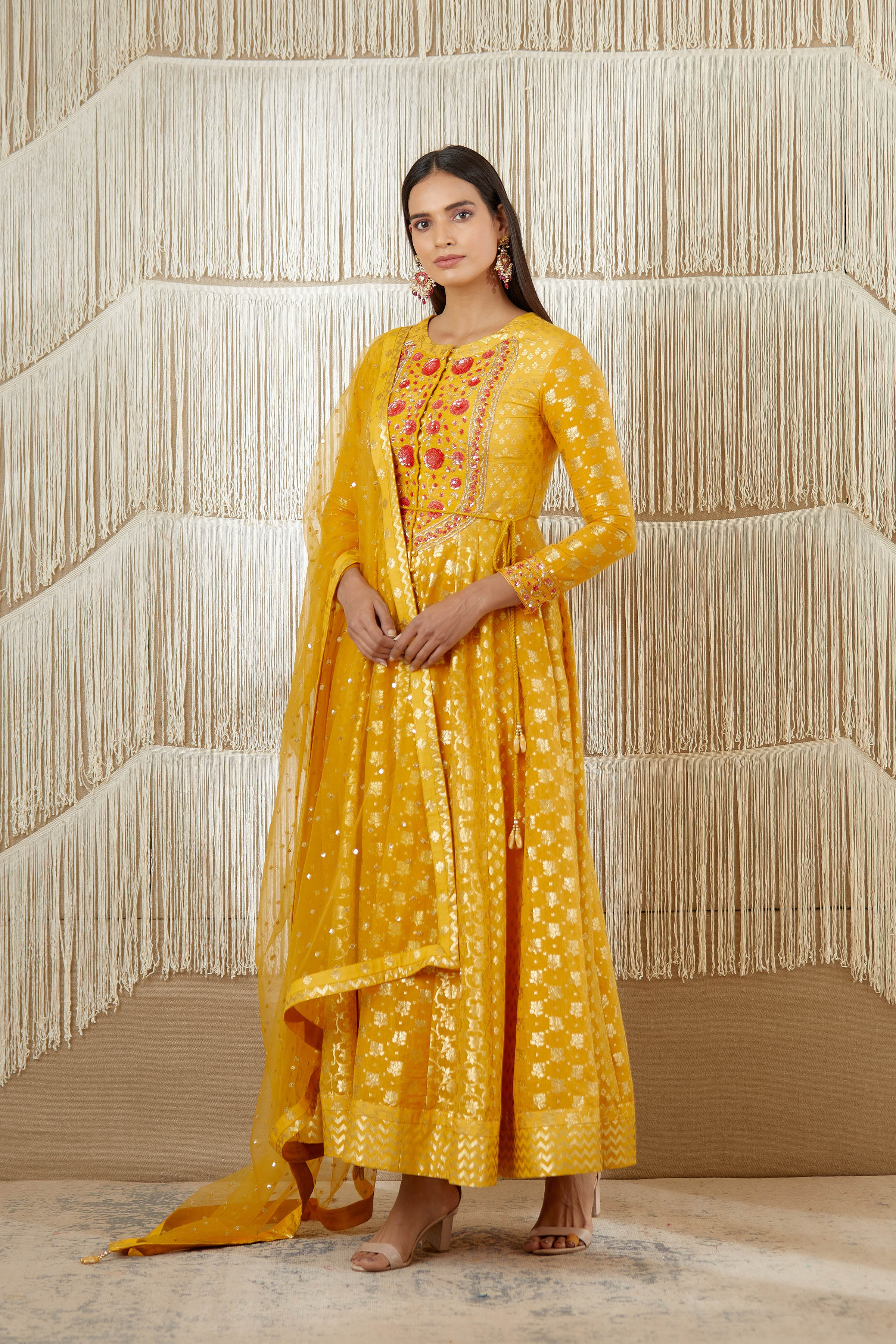 Mustard Anarkali set
