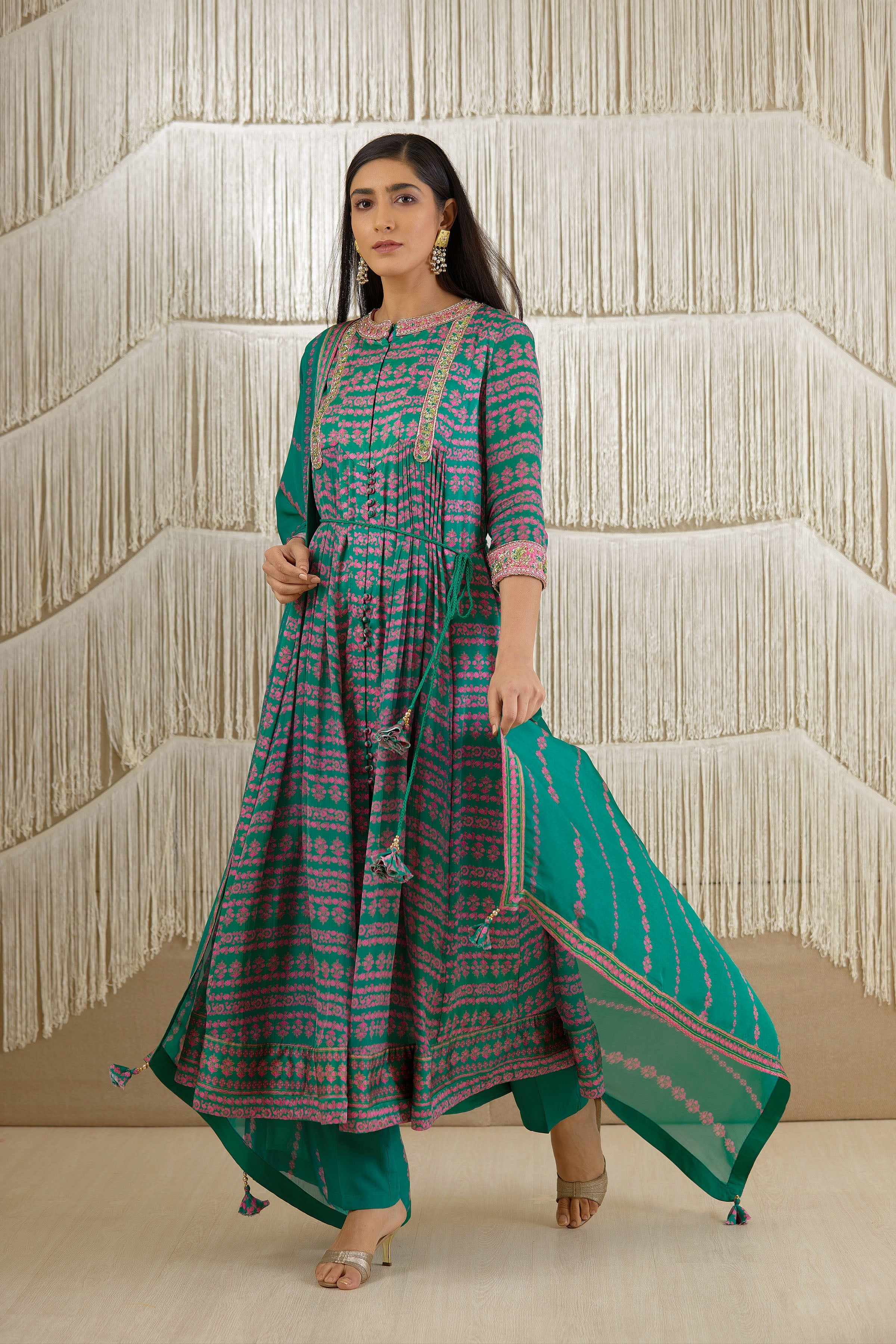Teal Anarkali set