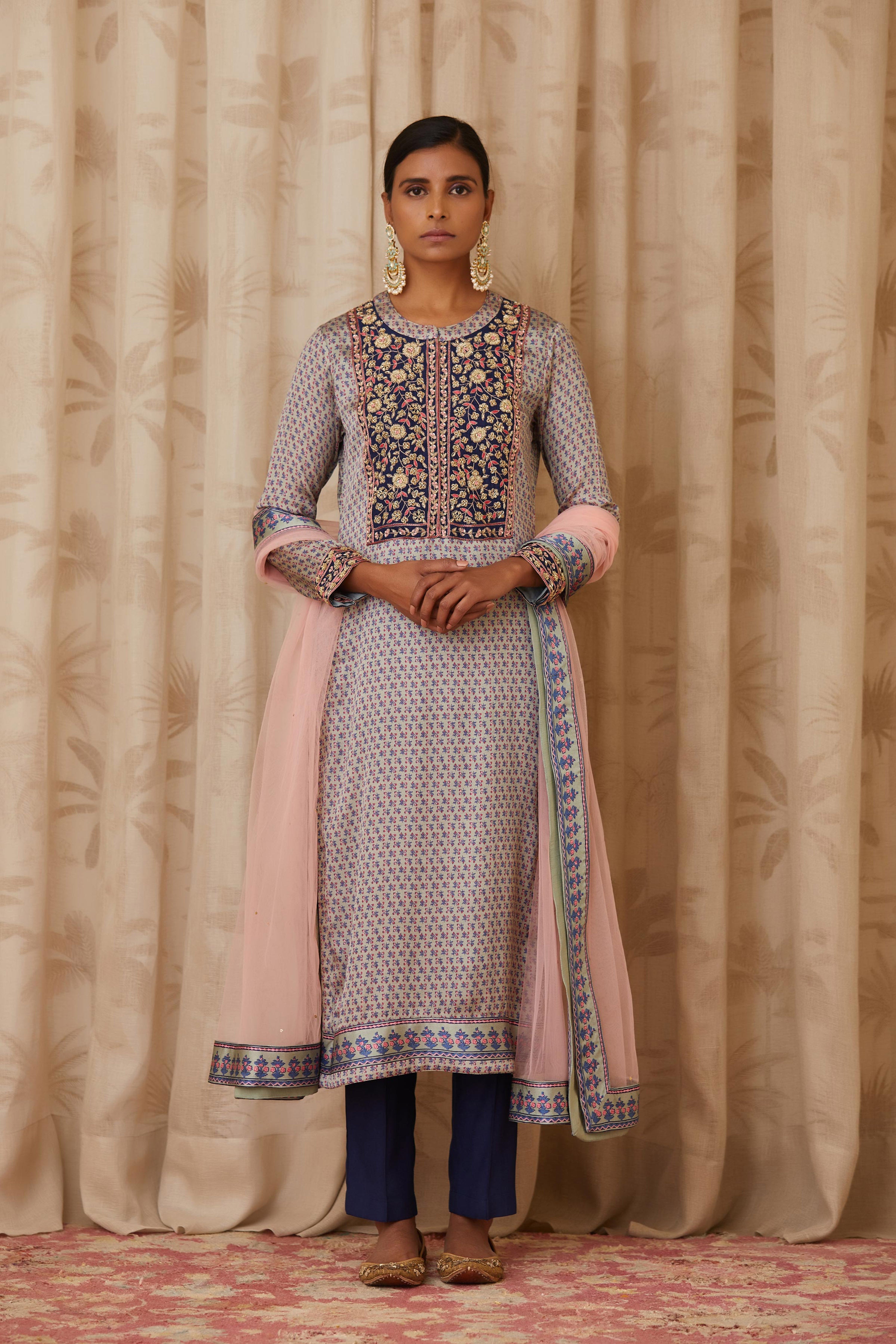 Blue Grey Kurta Set