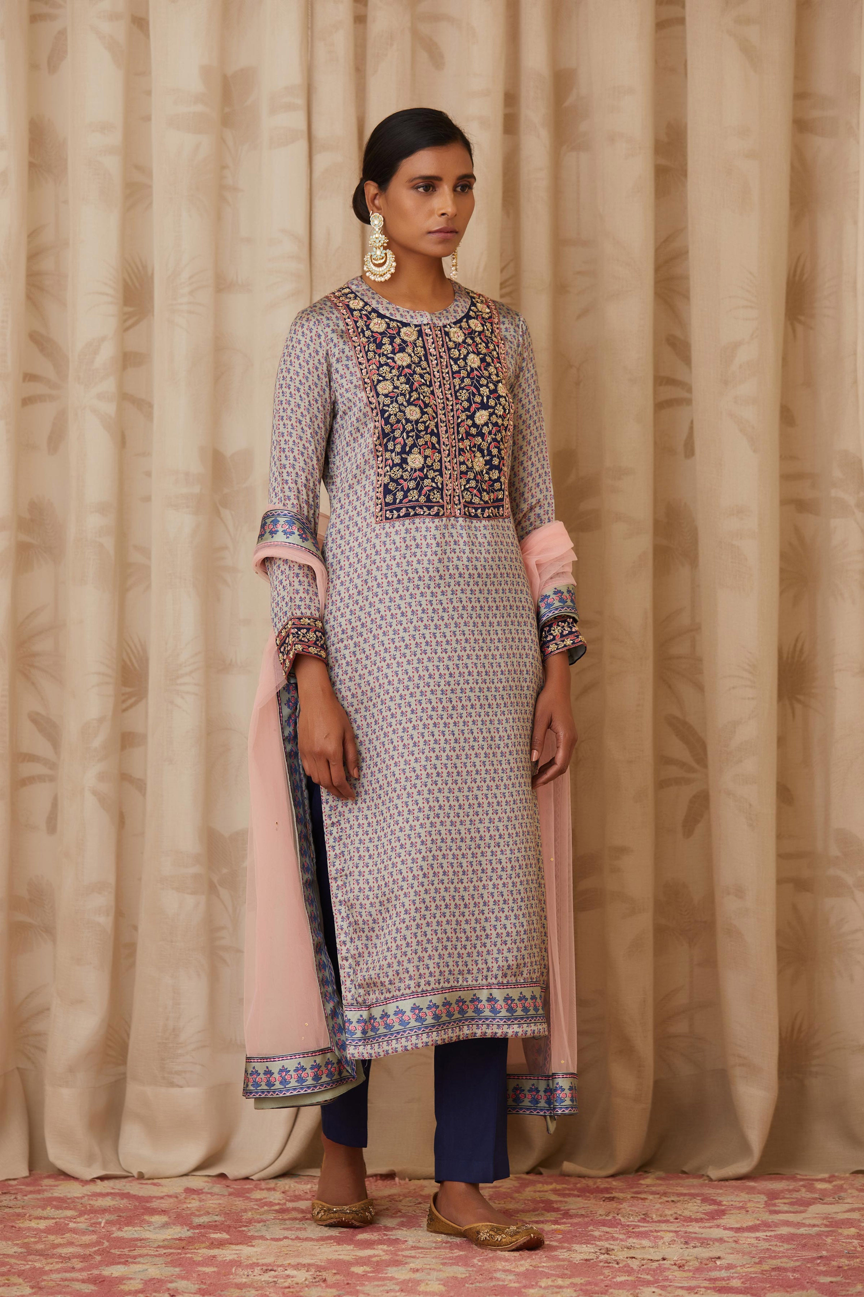 Blue Grey Kurta Set