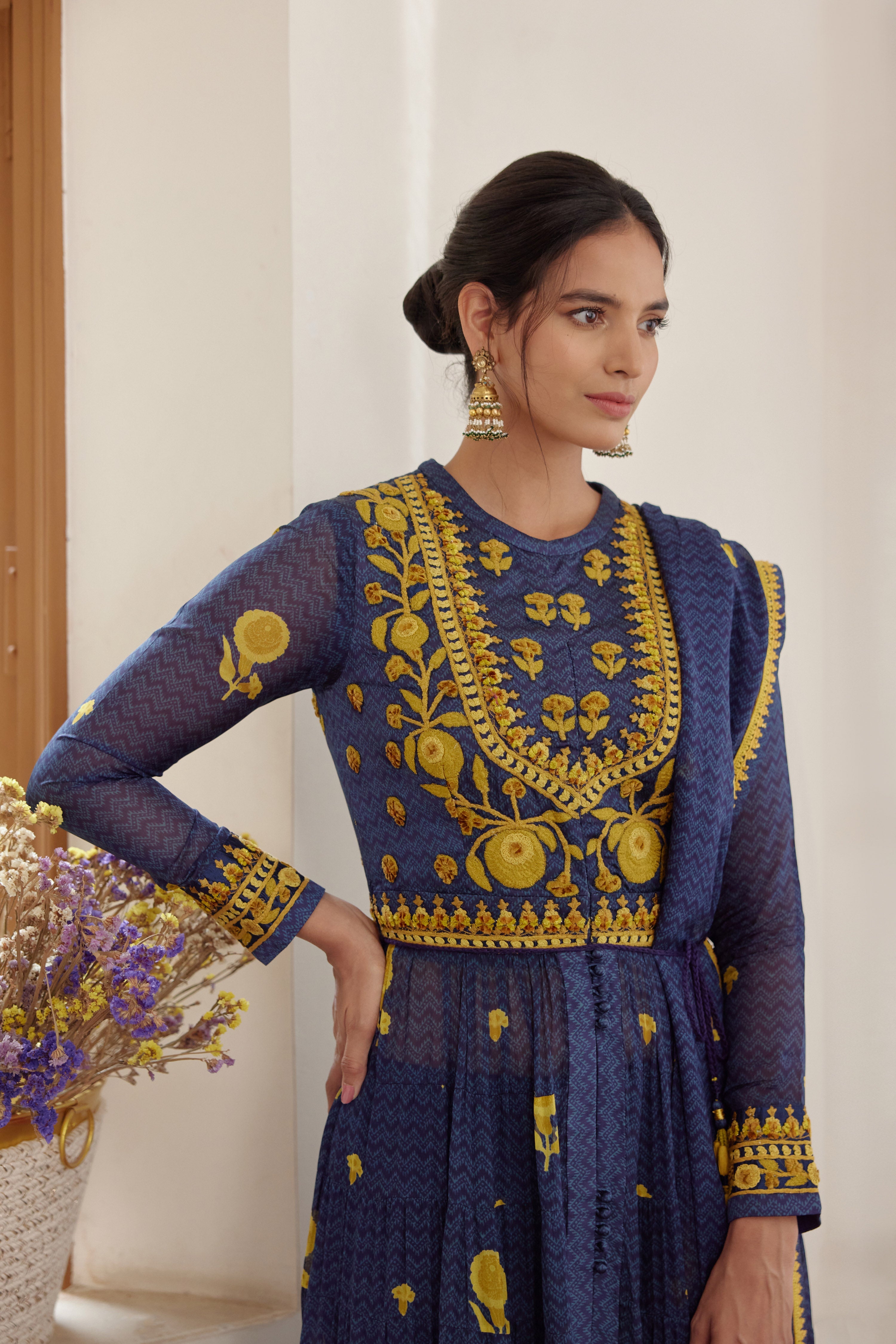 Purple Blue Anarkali