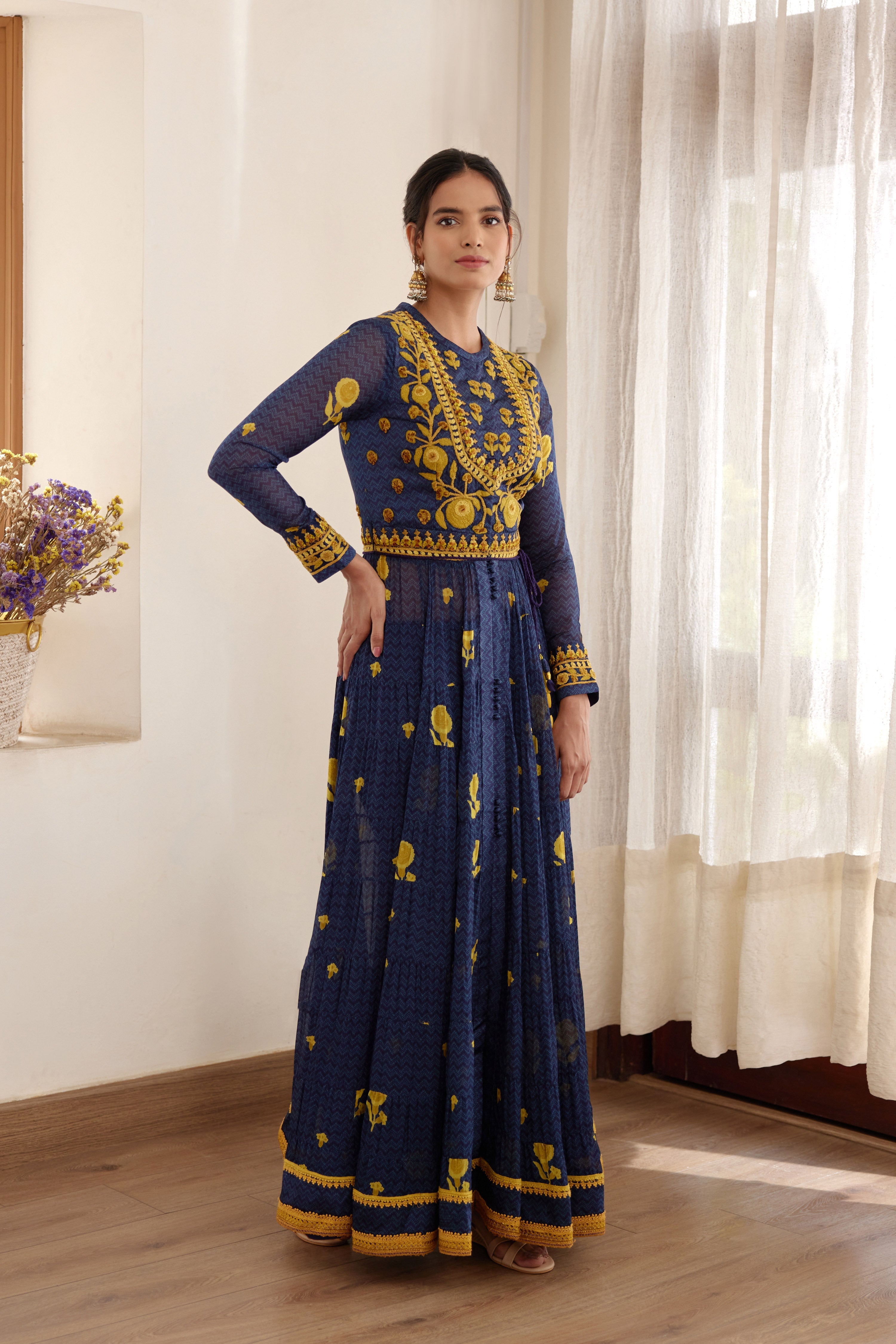 Purple Blue Anarkali