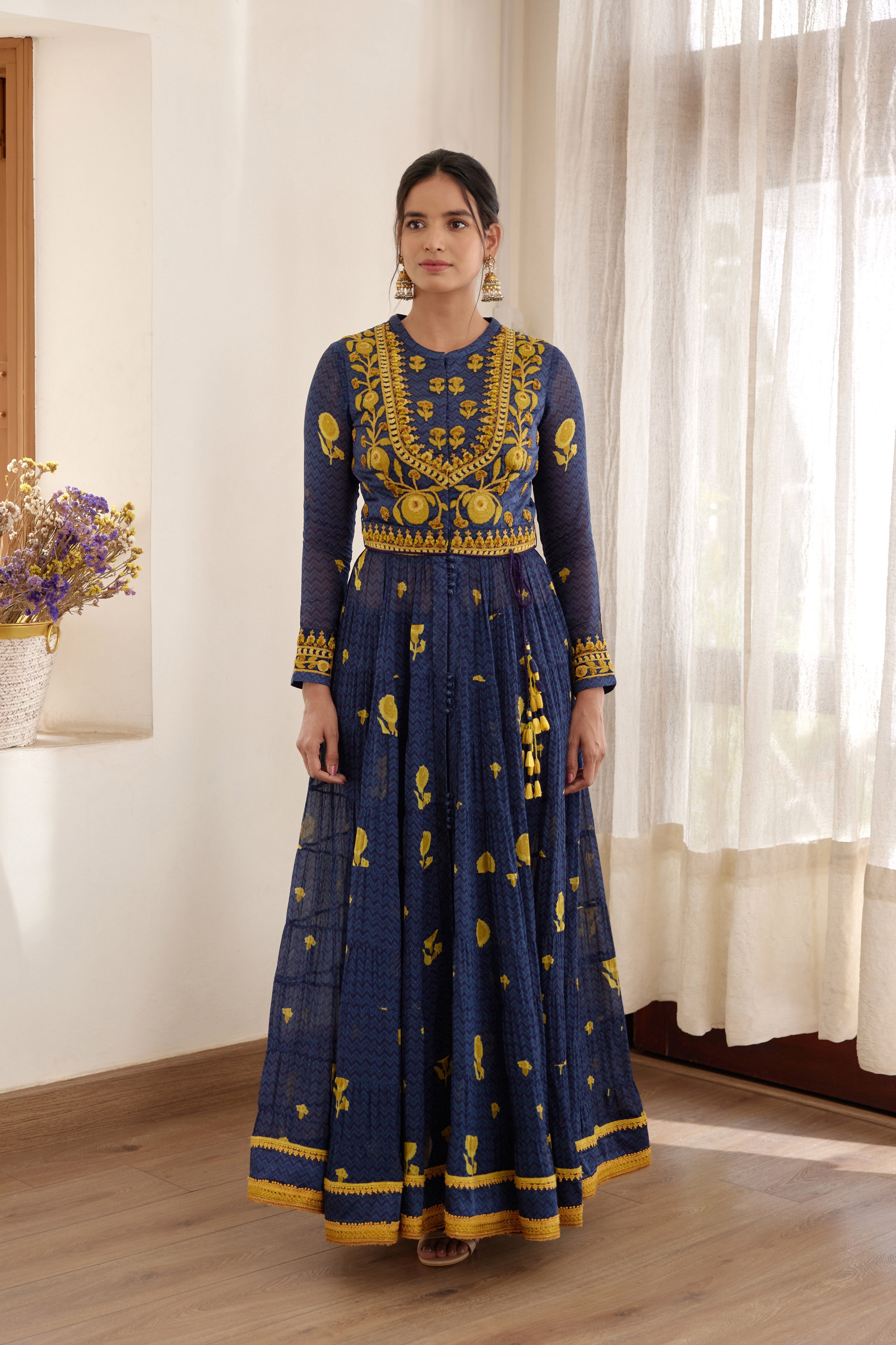 Purple Blue Anarkali