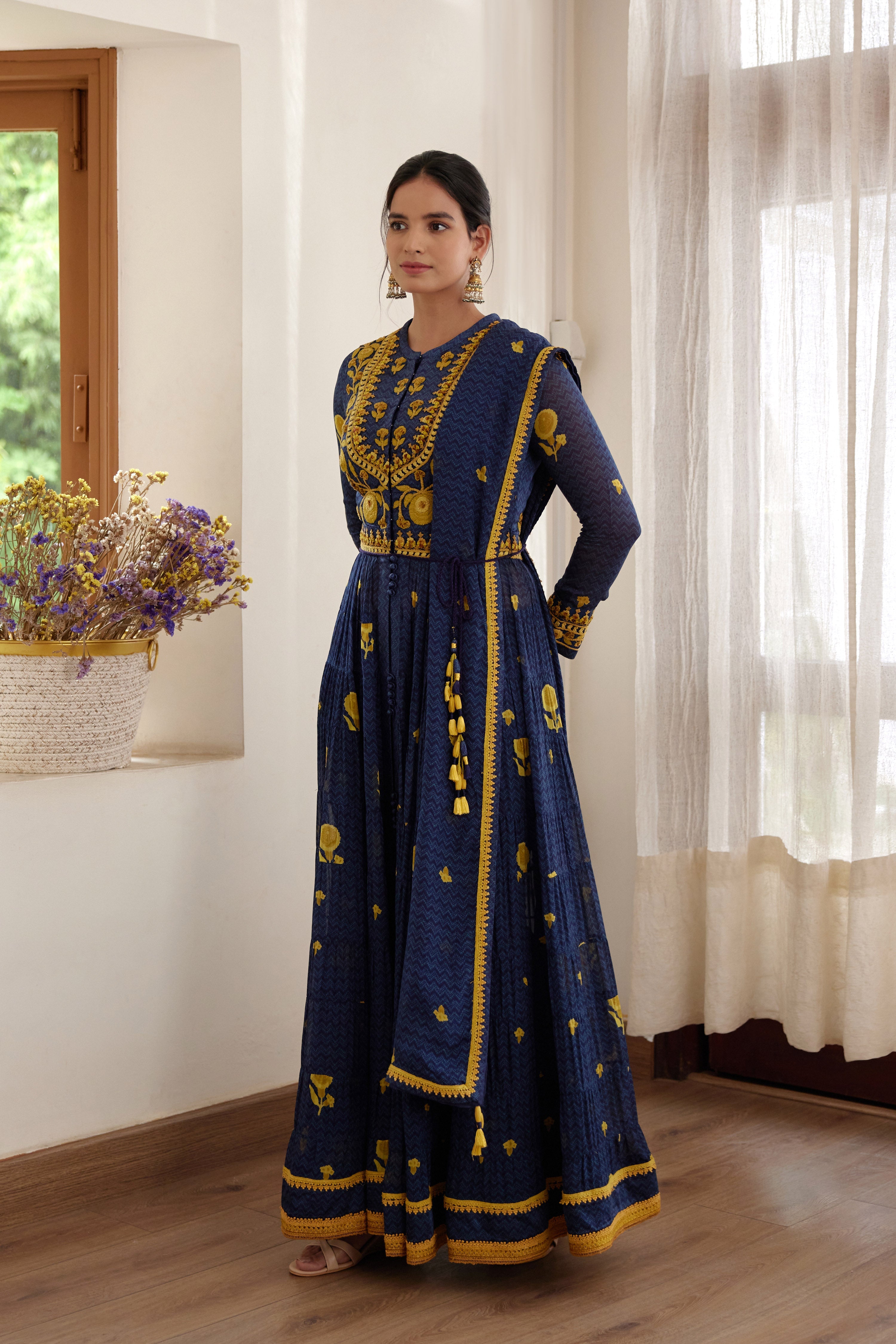 Purple Blue Anarkali