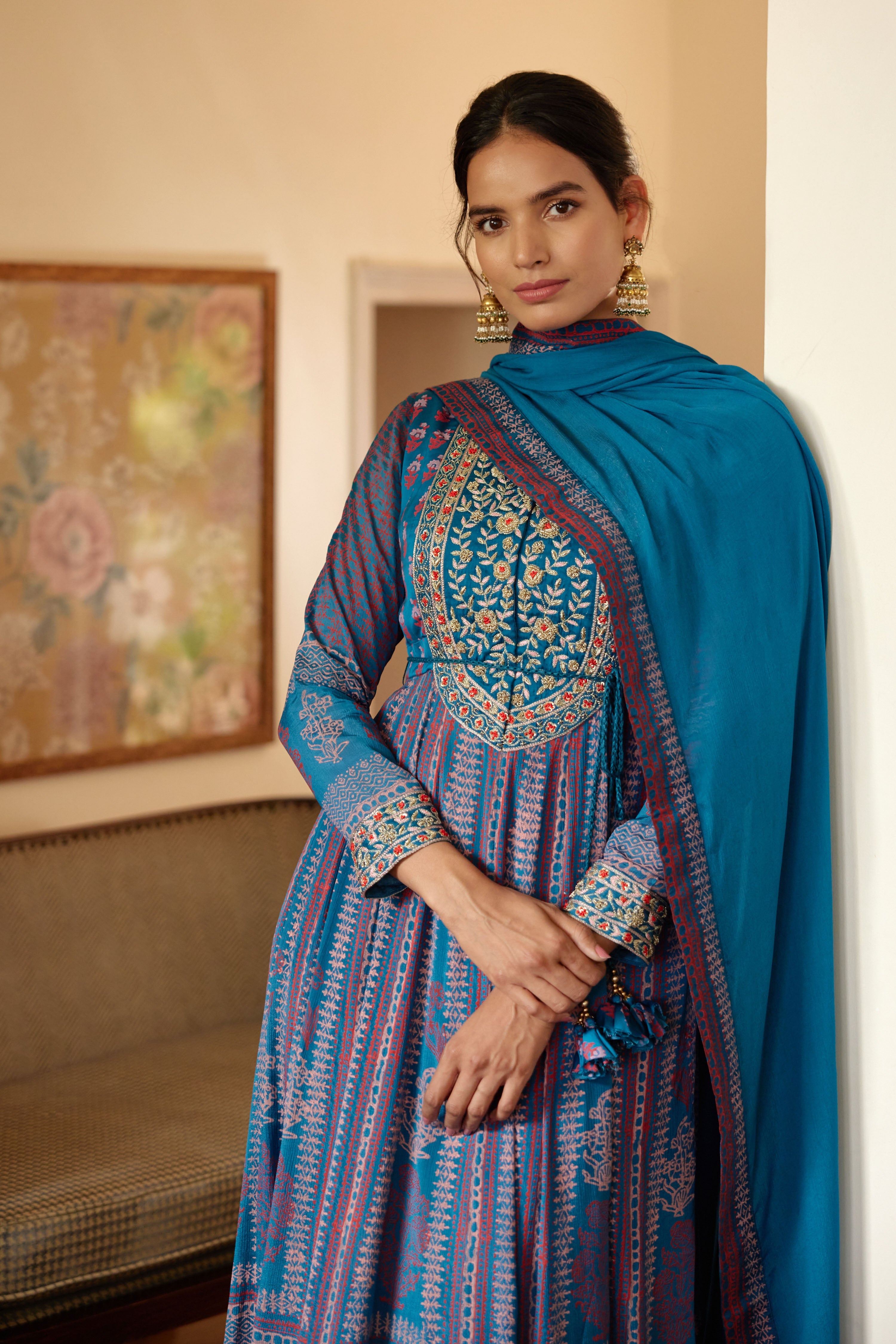 Royal Blue Anarkali Set