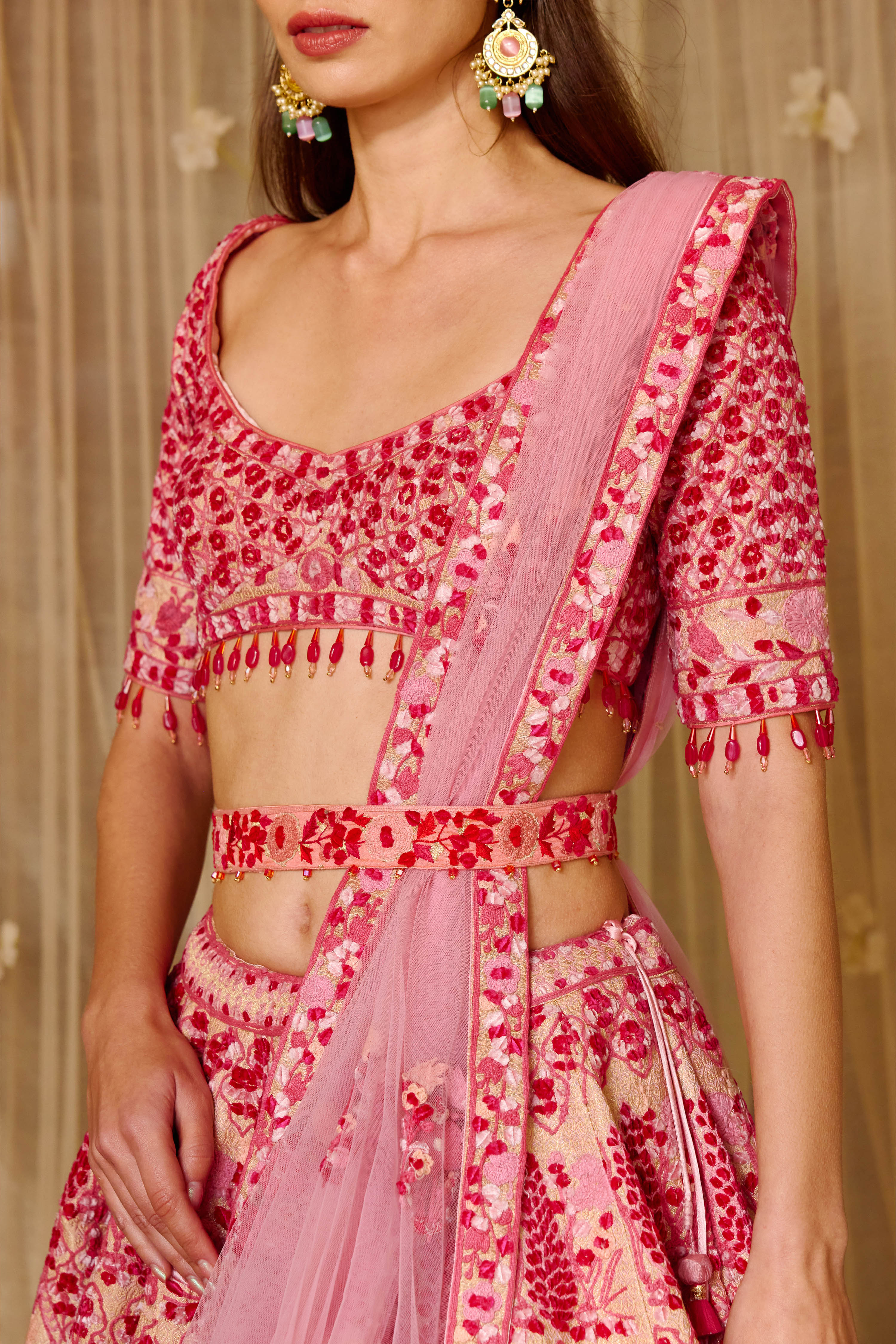 Peach Pink Lehenga Set