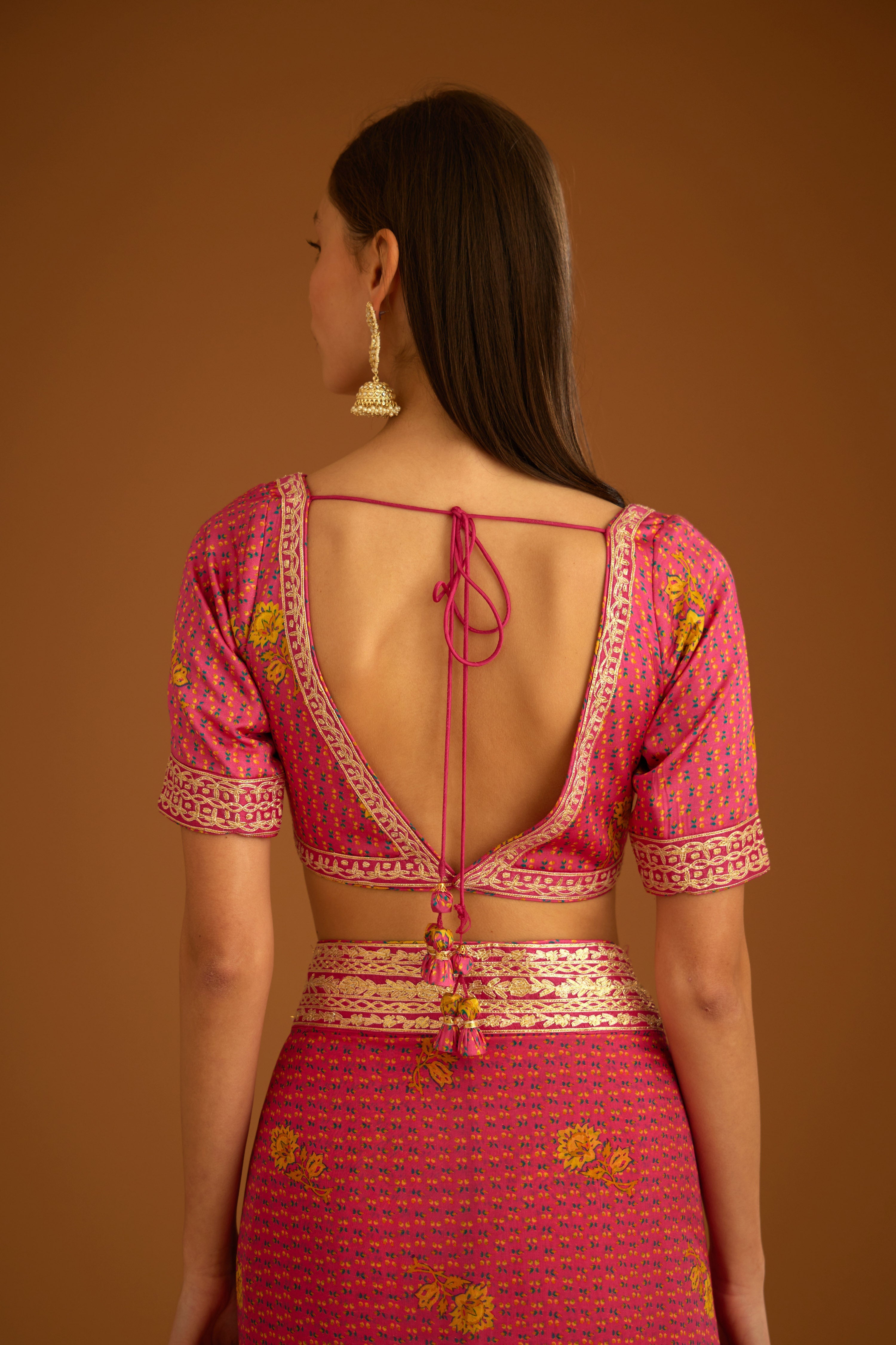 Fuchsia Pink Saree Set