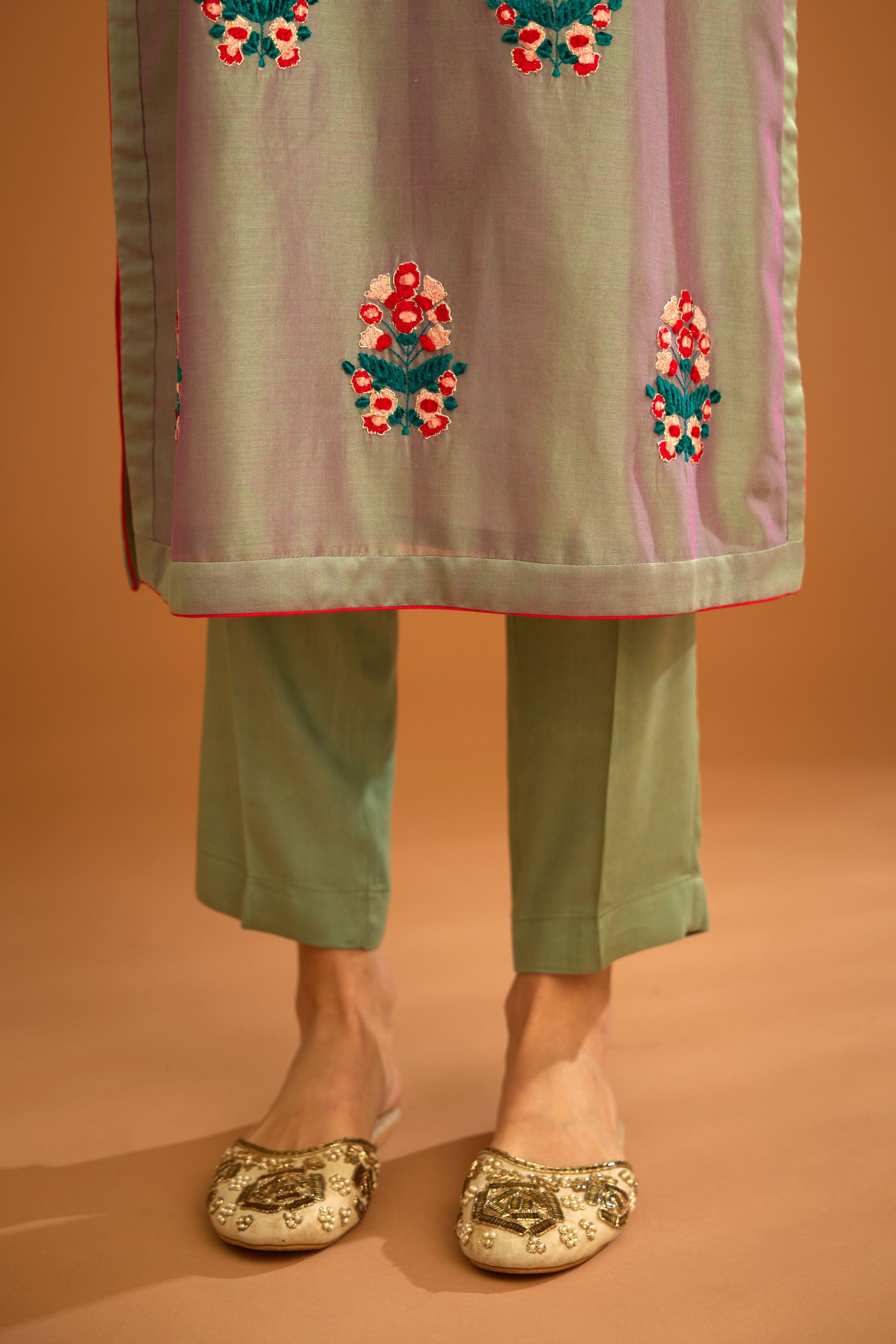 Grey-Green Kurta Set