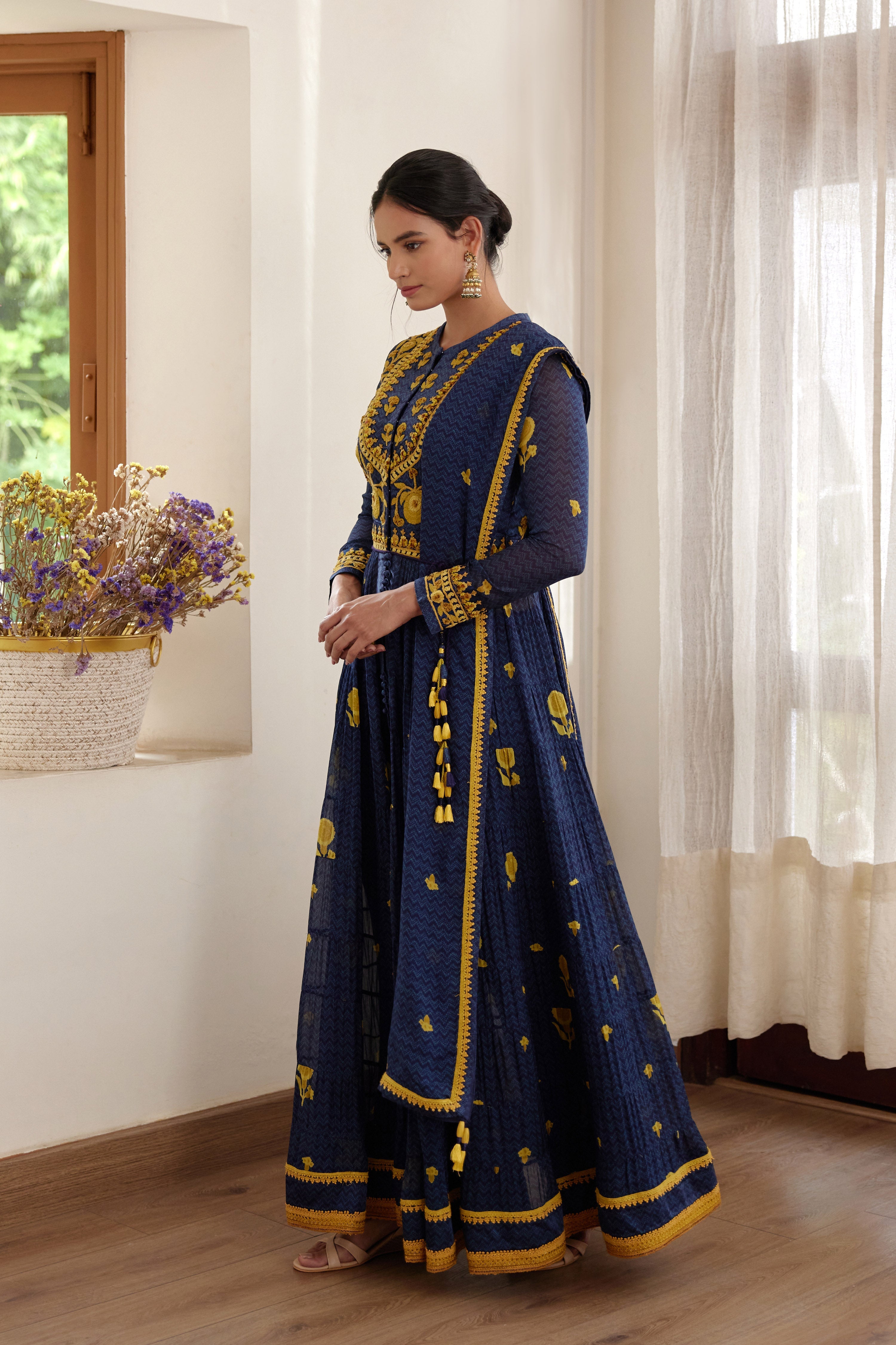 Purple Blue Anarkali