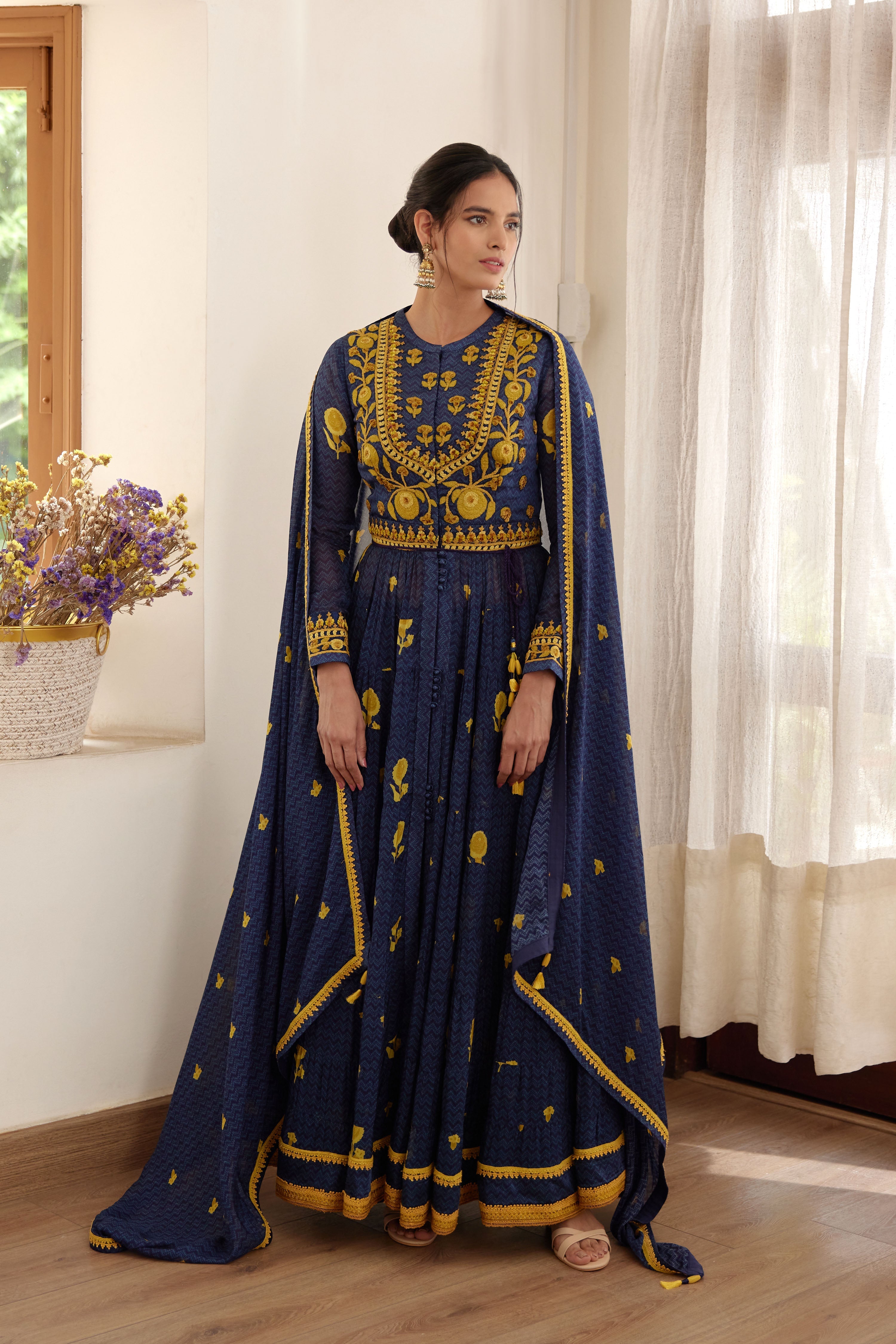 Purple Blue Anarkali