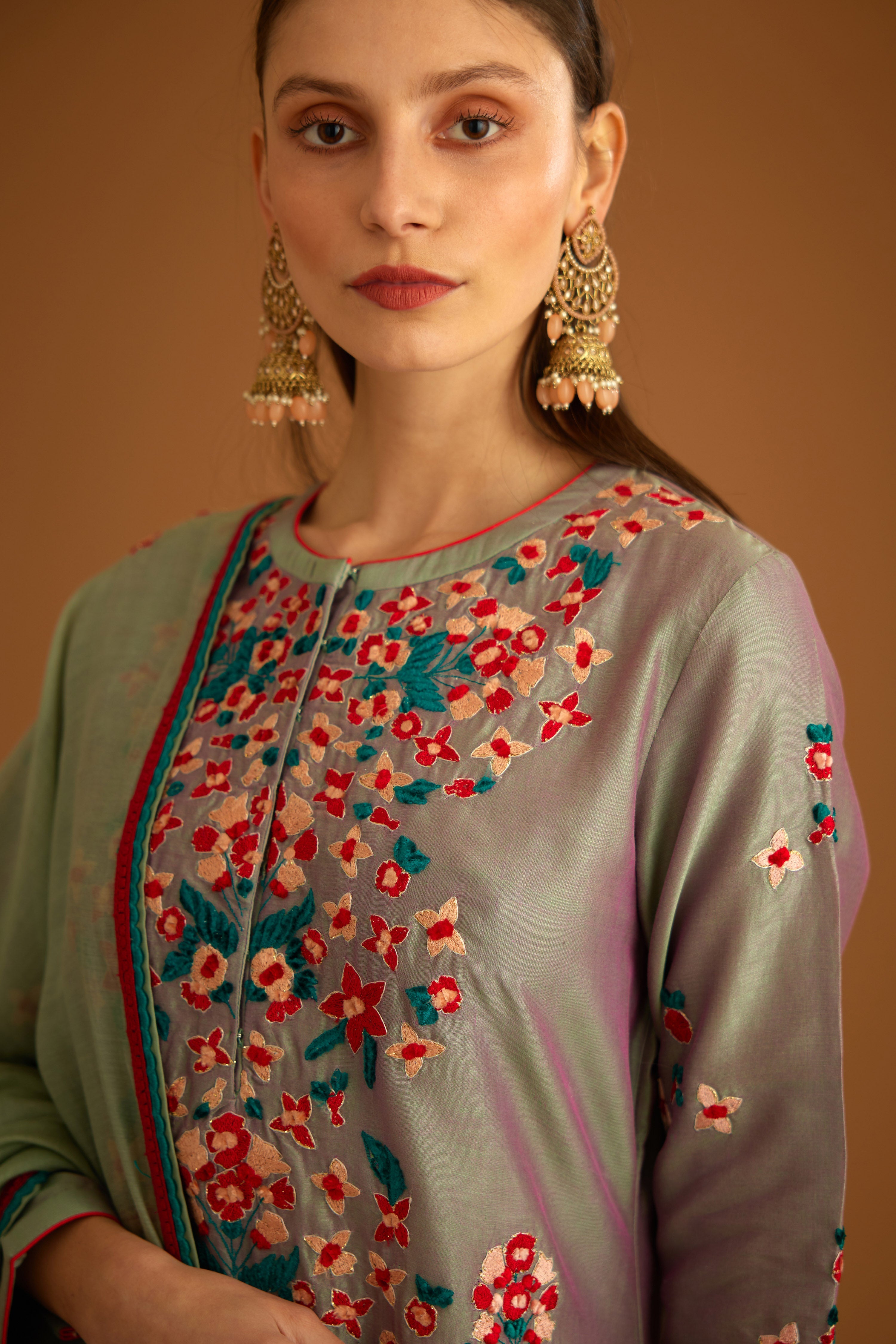Grey-Green Kurta Set