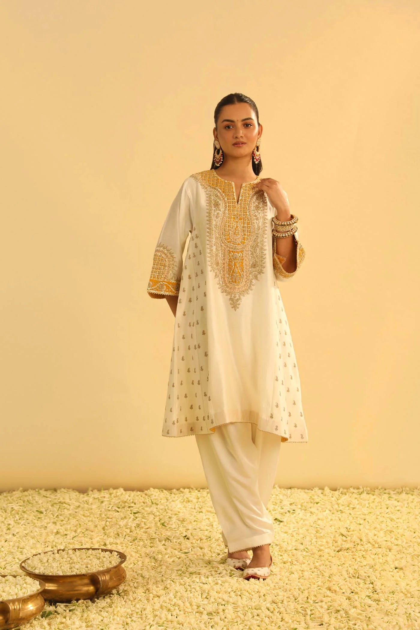 ARISANA - DAISY IVORY SHORT KALIDAAR CHOGA WITH SALWAR - Ready To Ship