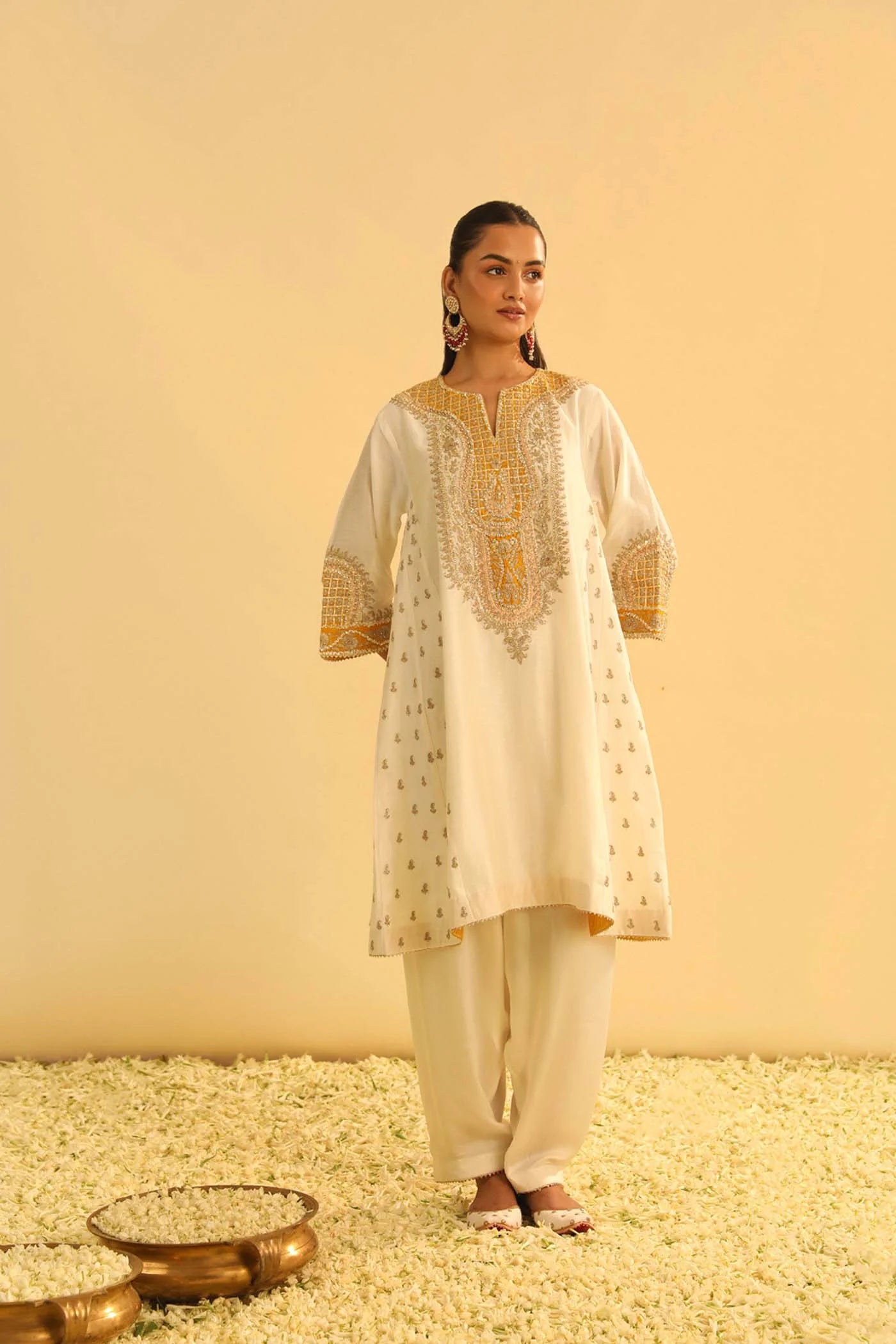 ARISANA - DAISY IVORY SHORT KALIDAAR CHOGA WITH SALWAR - Ready To Ship